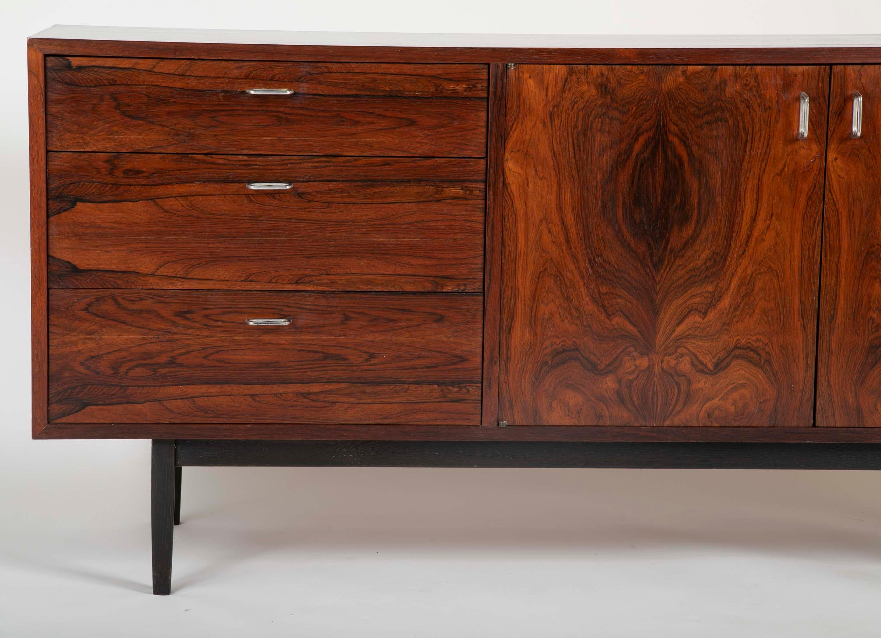 Mid-Century Danish Rosewood Chest with Aluminum Pulls In Good Condition In Stamford, CT