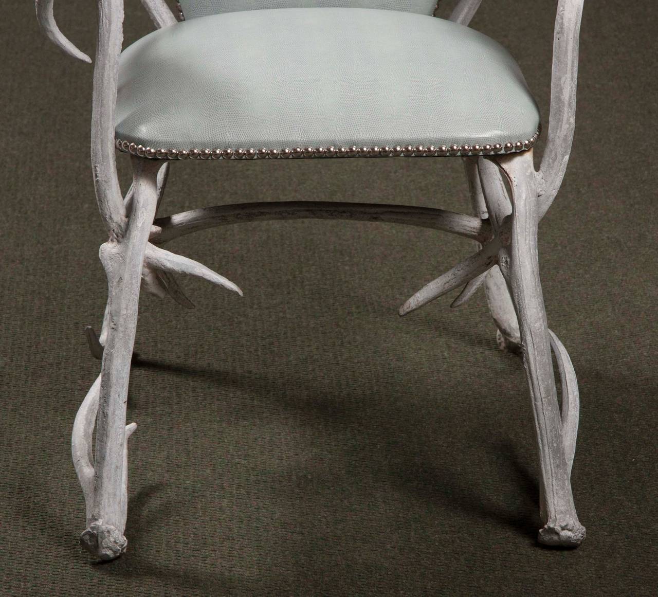 Américain Arthur Court Chaises en aluminium à motif de bois de cerf