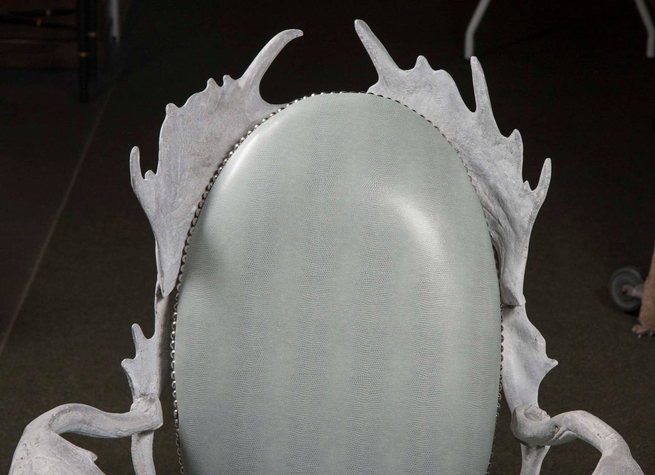 Fin du 20e siècle Arthur Court Chaises en aluminium à motif de bois de cerf