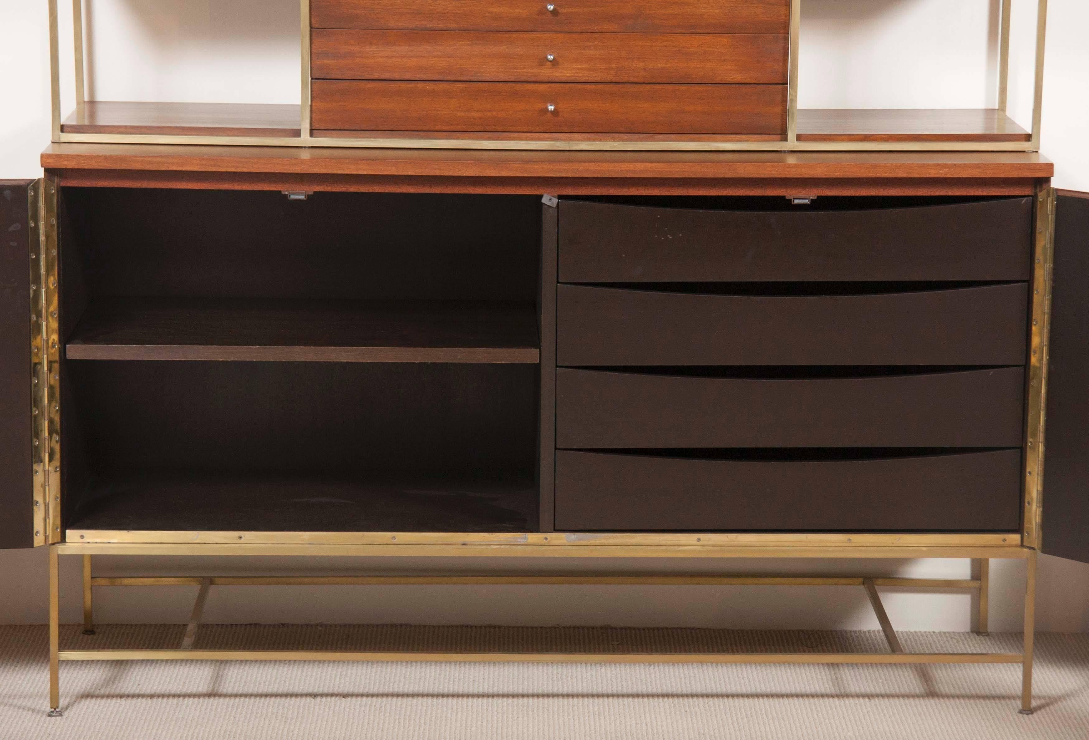 A Paul McCobb Walnut And Brass Bookcase Produced By Calvin  1