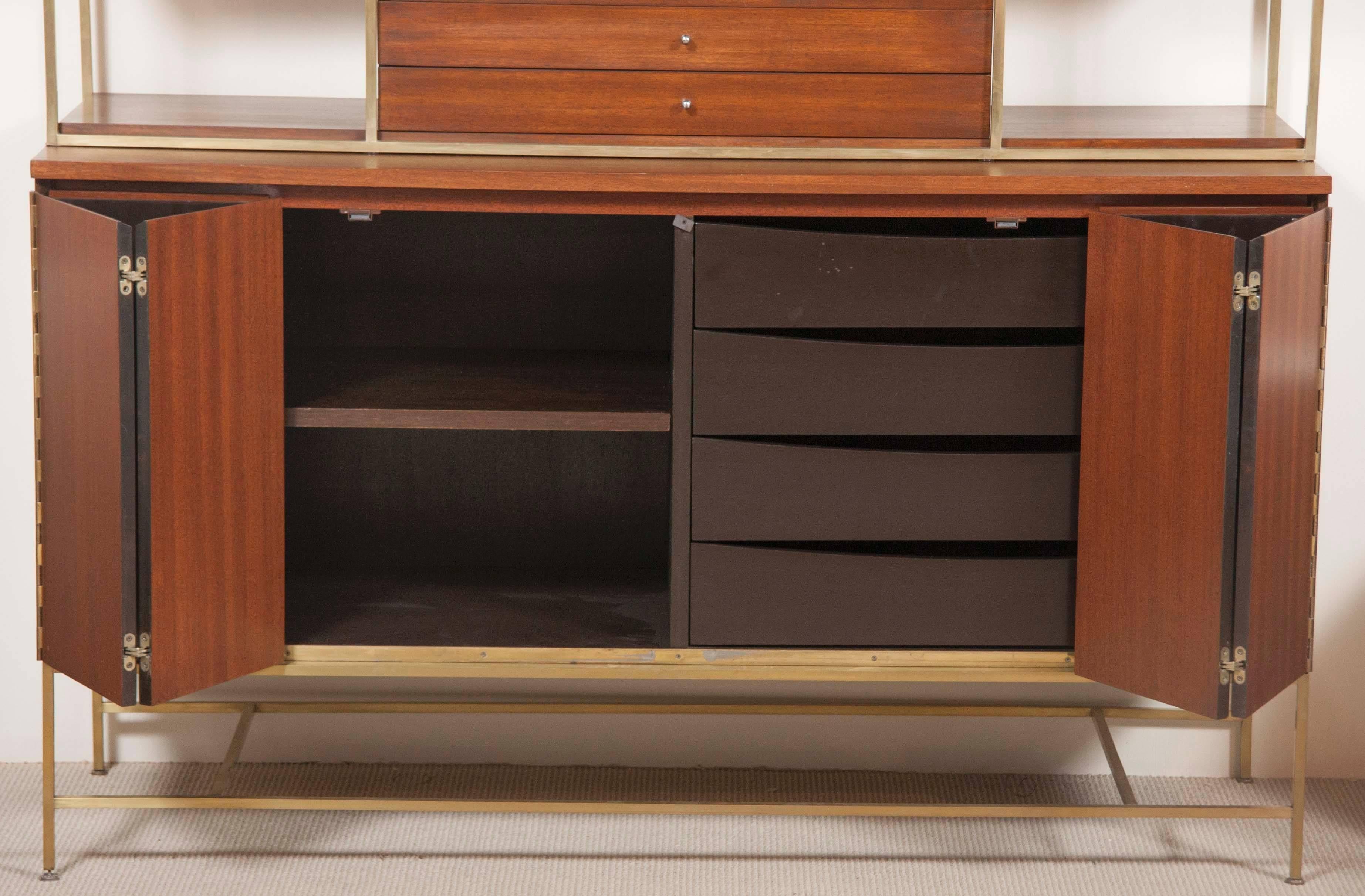 A Paul McCobb Walnut And Brass Bookcase Produced By Calvin  2