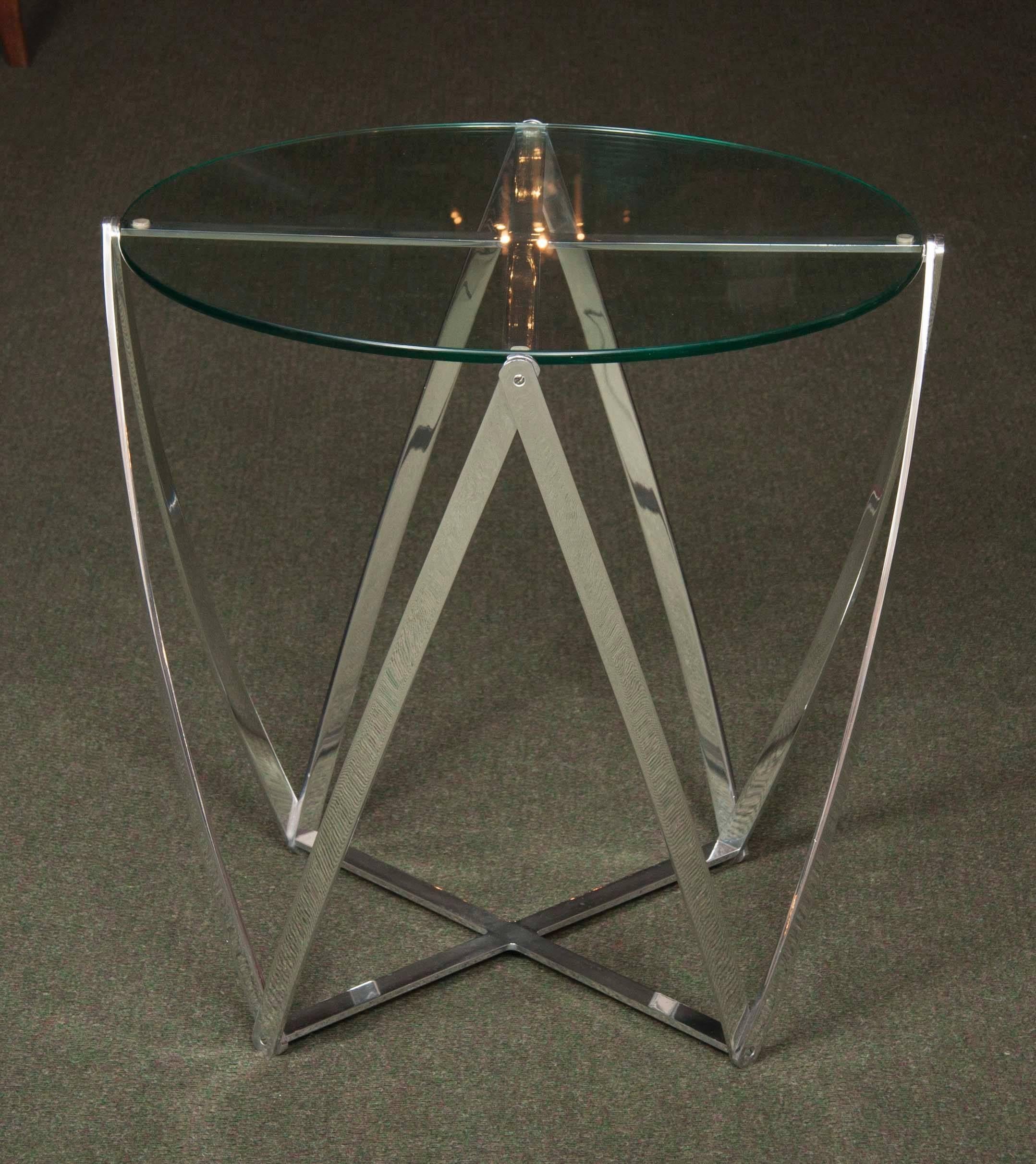 Mid-Century Modern A John Vesey Aluminum & Glass-Top Round Side Table