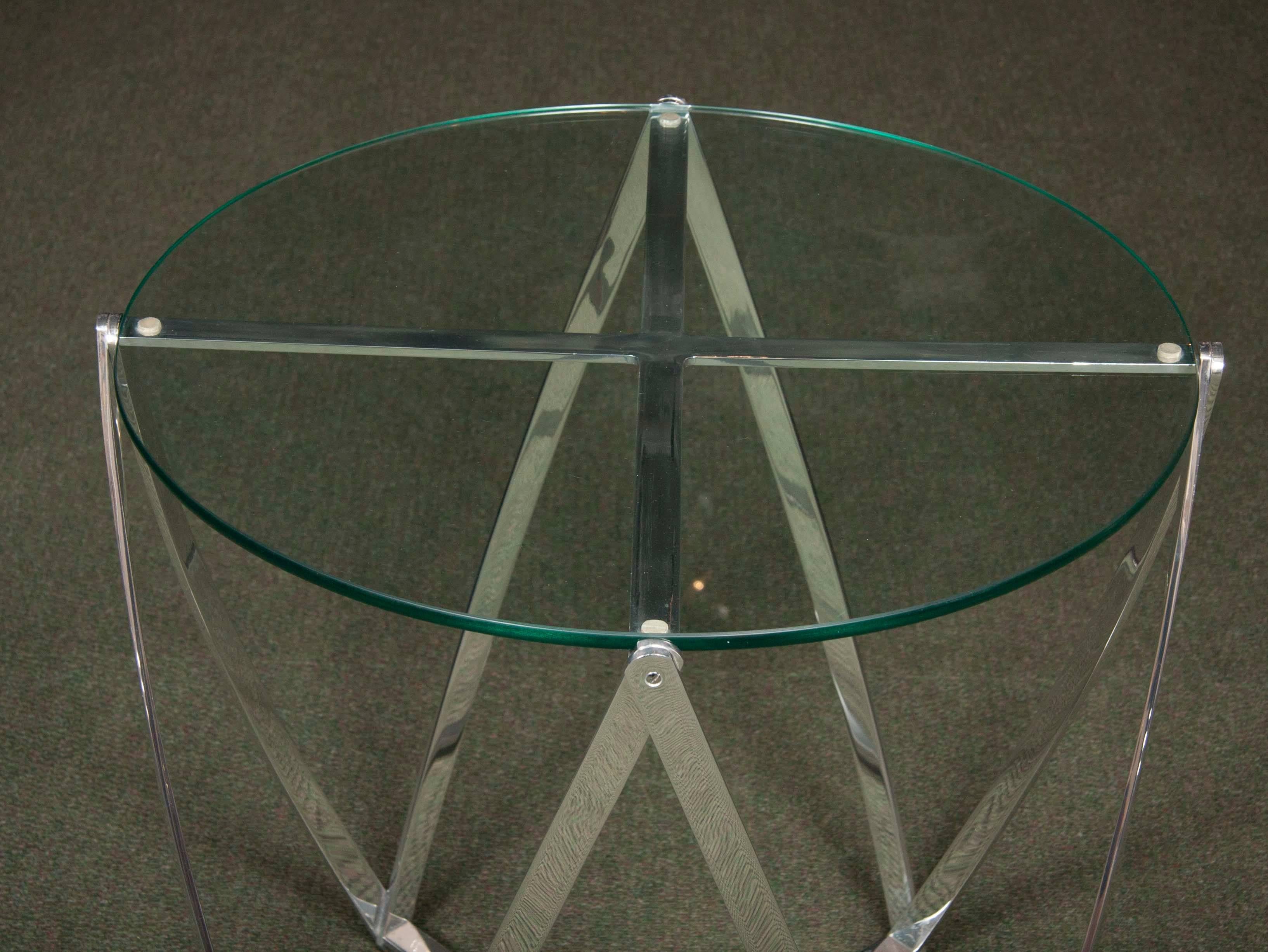 A John Vesey Aluminum & Glass-Top Round Side Table 1