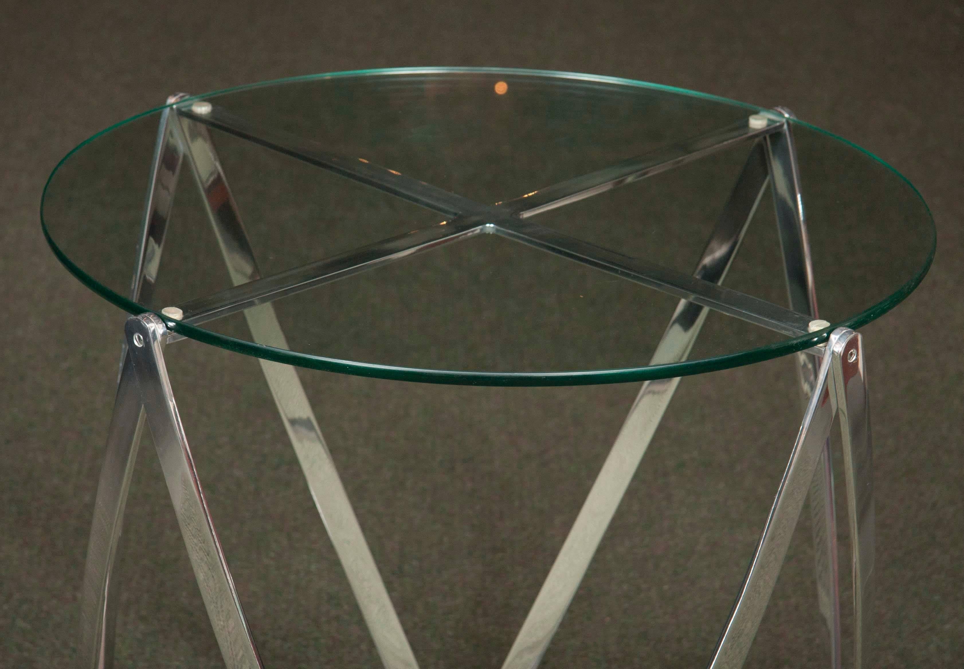 Late 20th Century A John Vesey Aluminum & Glass-Top Round Side Table