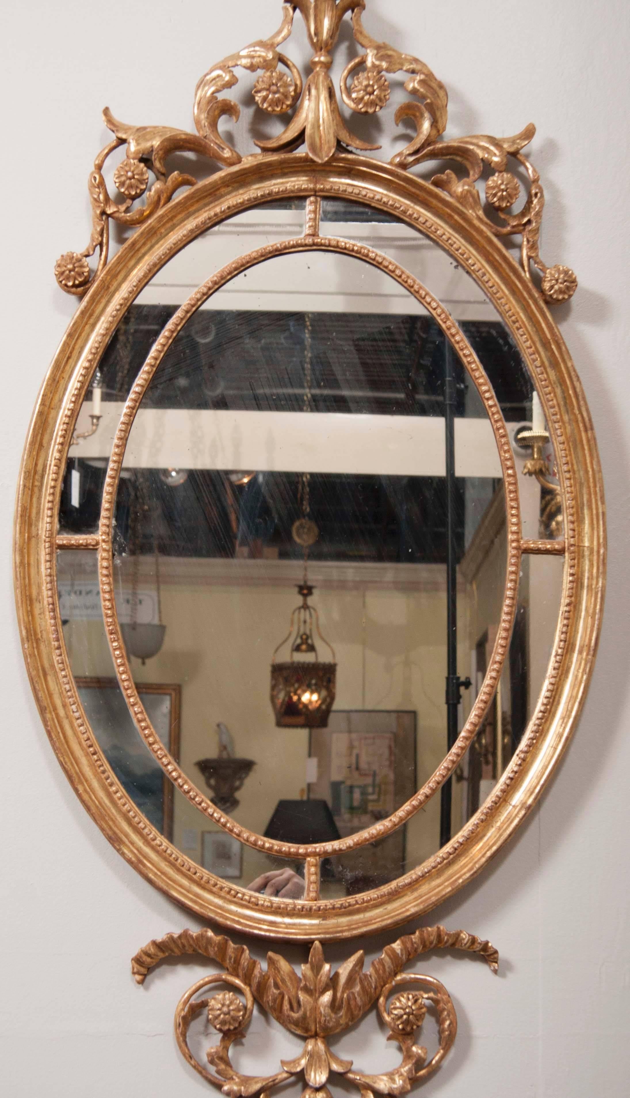 Late 18th Century George III Oval Giltwood Mirror