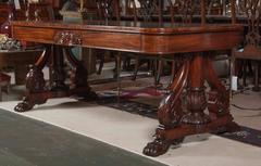 Irish Carved Walnut Library Table