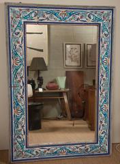 Miroir à bordure de carreaux de style Iznik