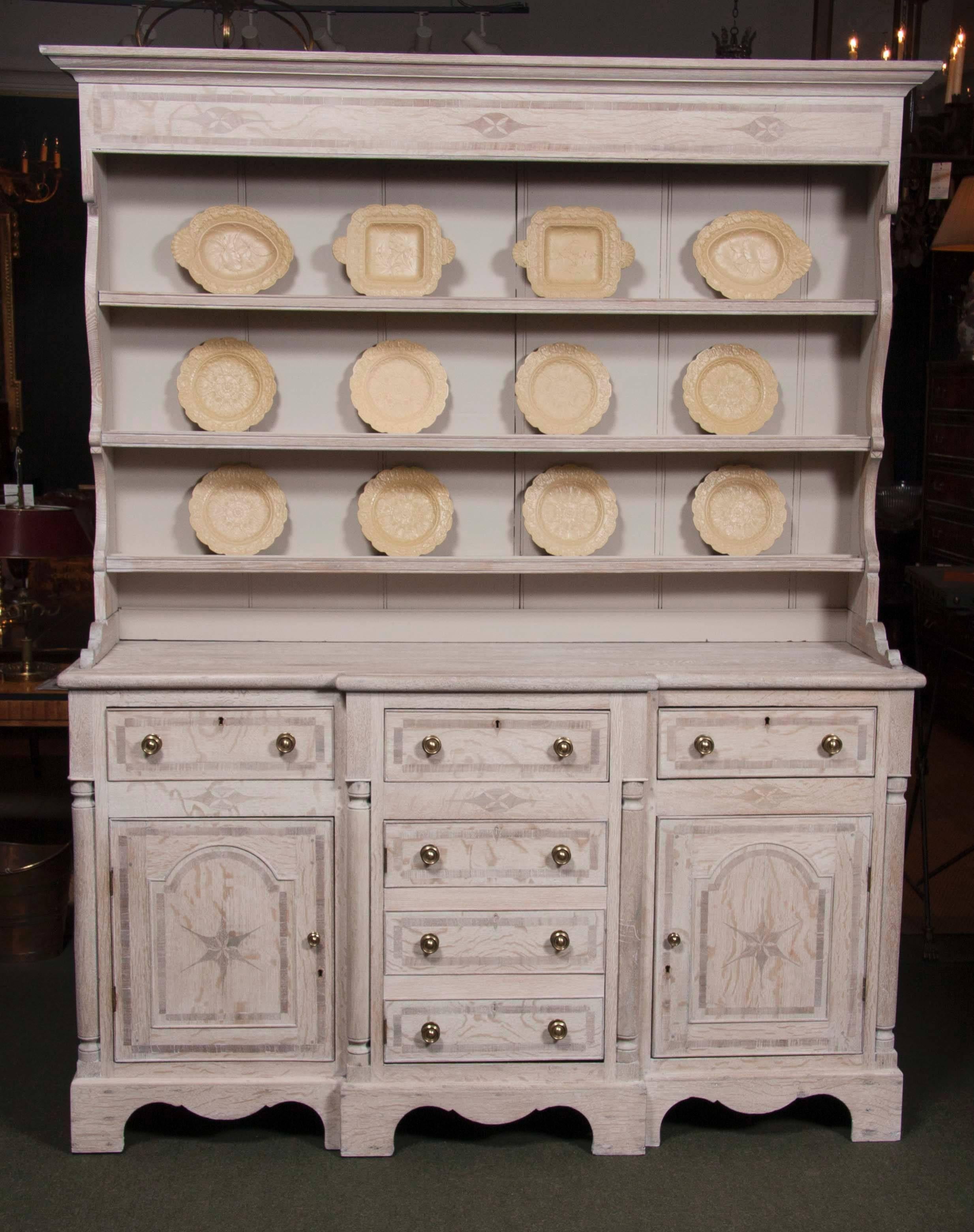 Large Inlaid Limed Oak Welsh Dresser 2