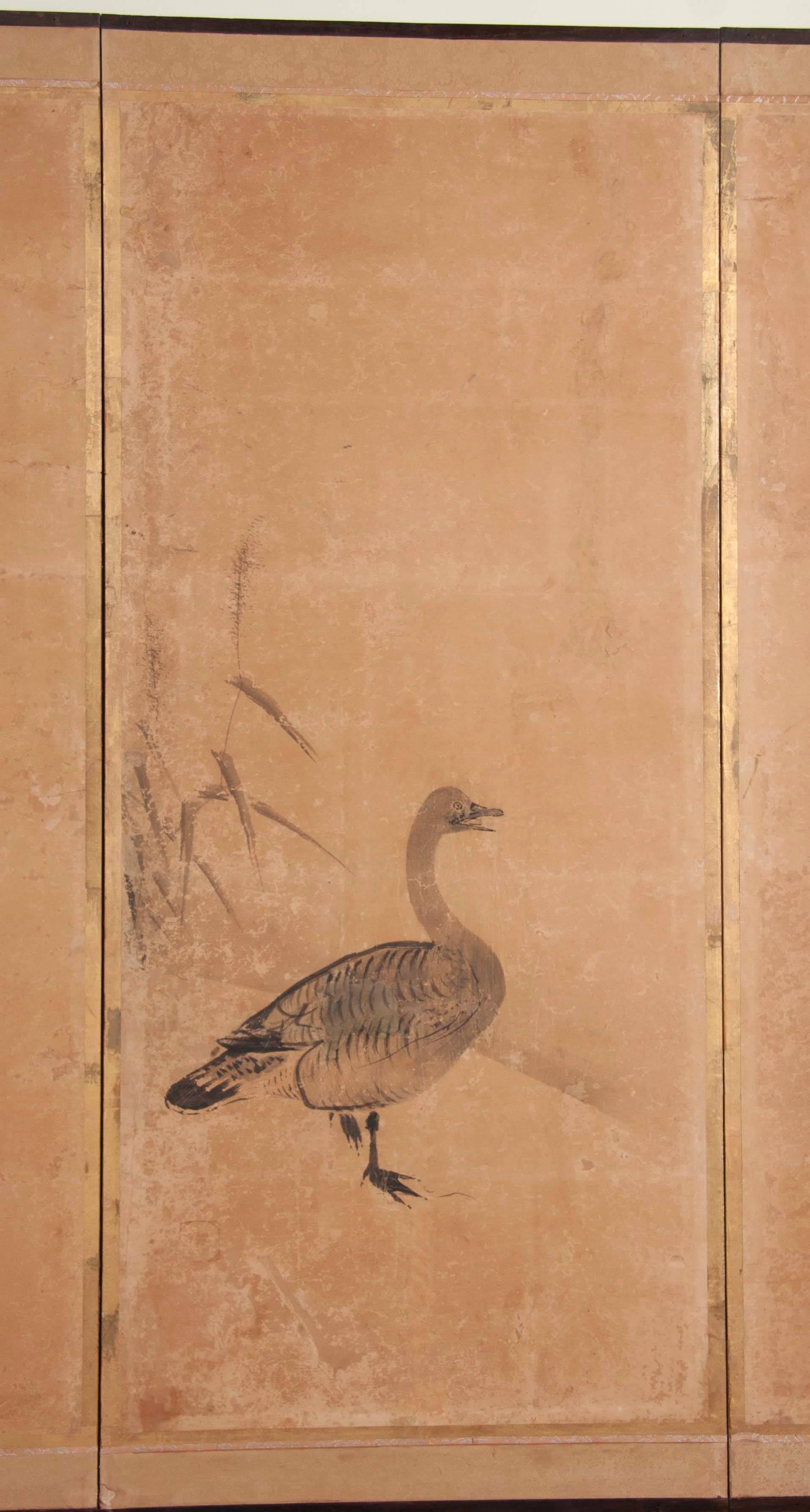Japanese Painted Paneled Screen 1