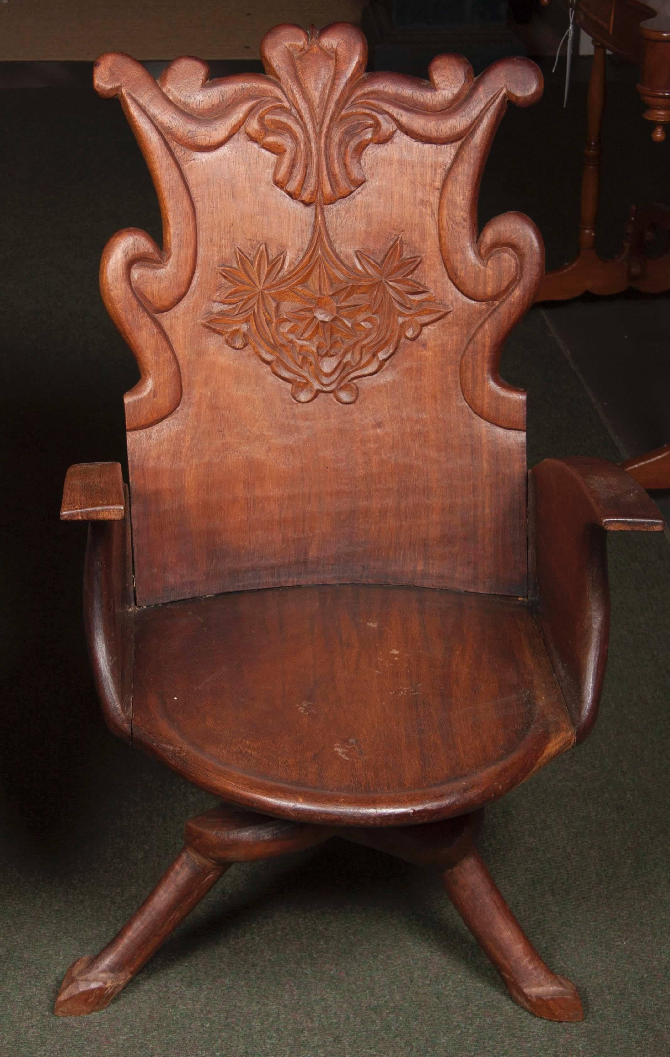 Pair of 19th Century Art Nouveau Gaudi Style Spanish Armchairs In Good Condition In Stamford, CT
