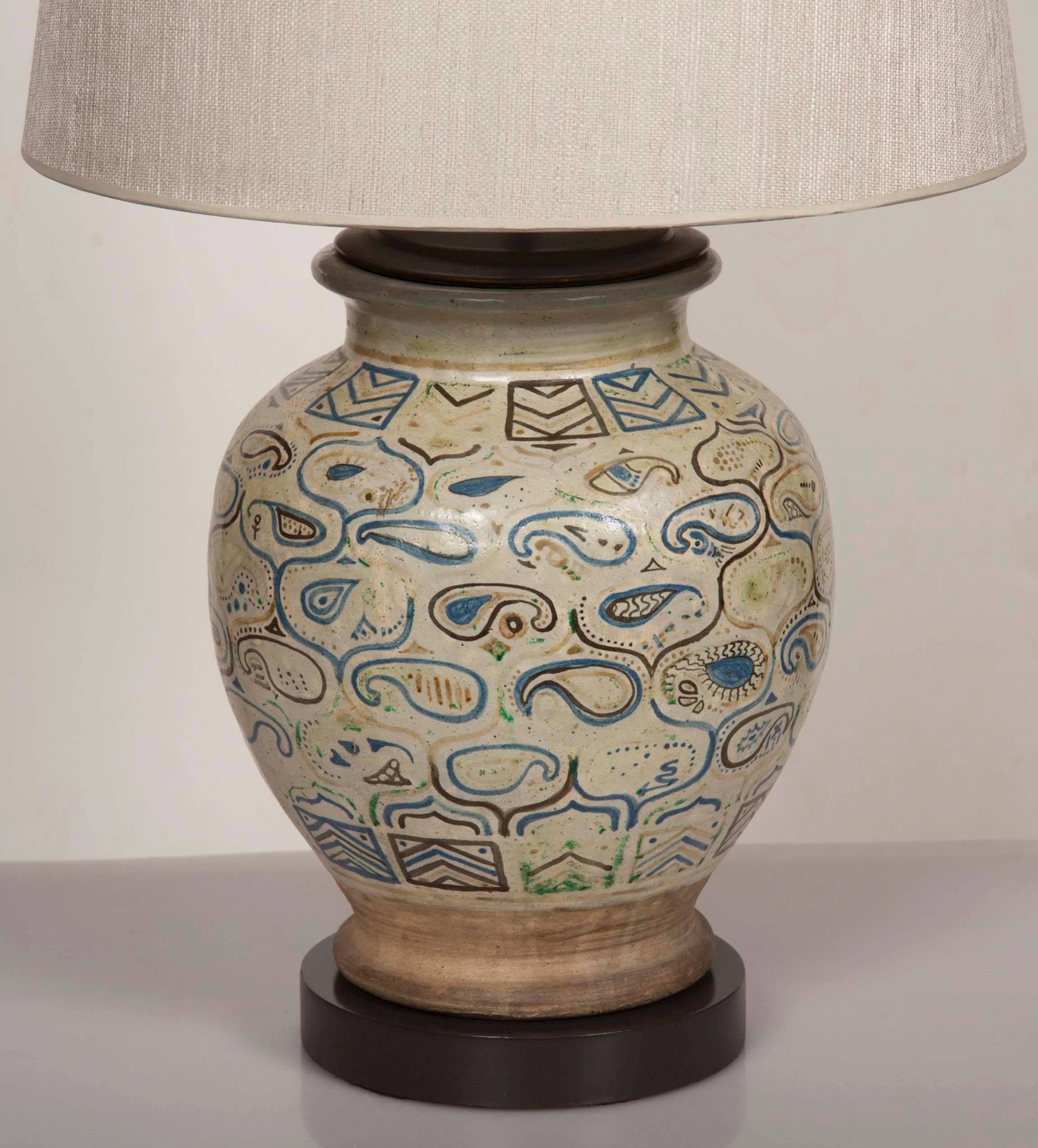 Glazed Middle Eastern Ceramic Lamp