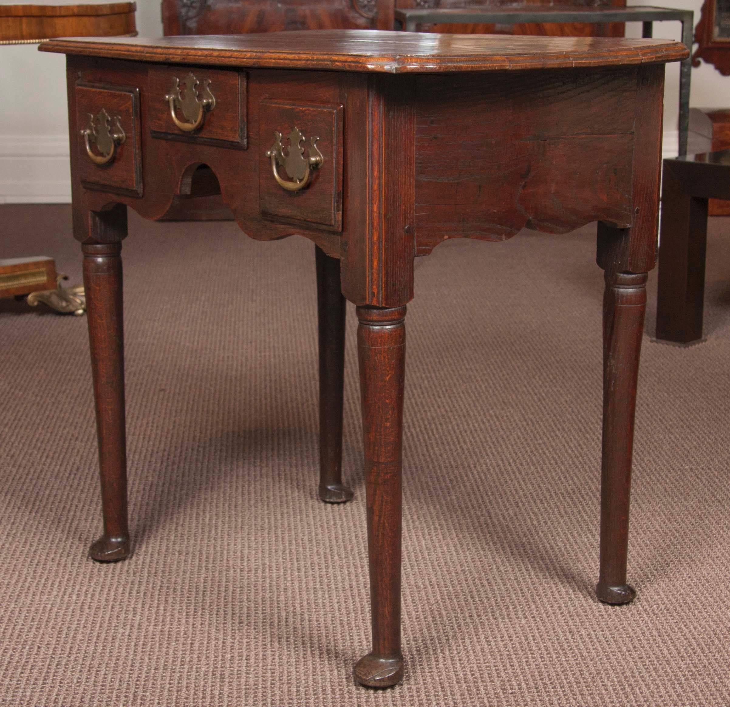 English Queen Anne Period Oak Lowboy or Dressing Table