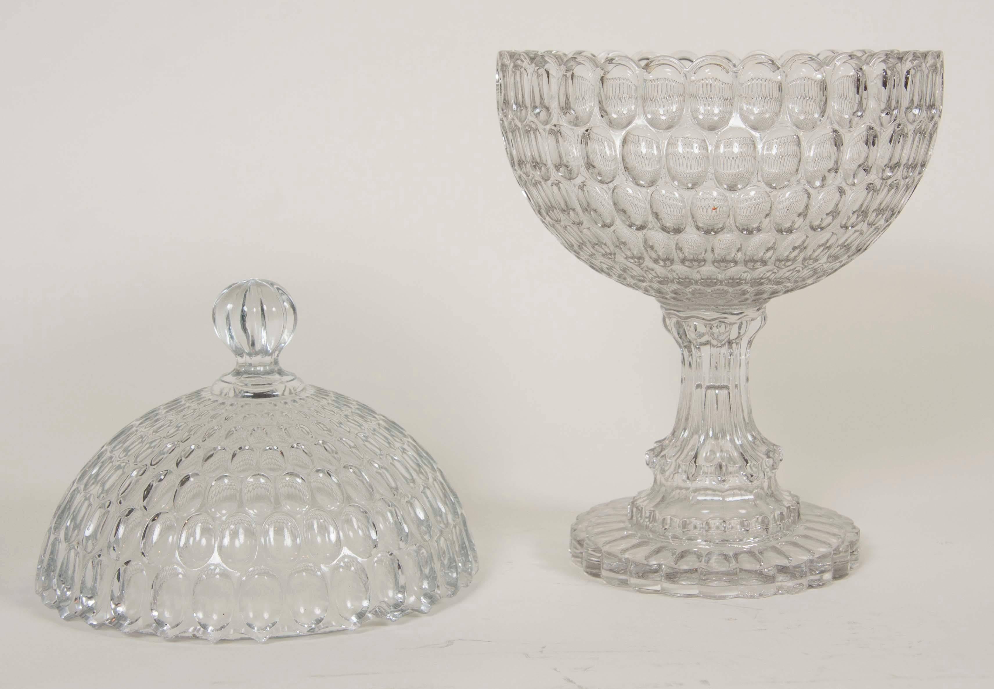 19th Century Two Thumbprint Covered Bowls on High Foot