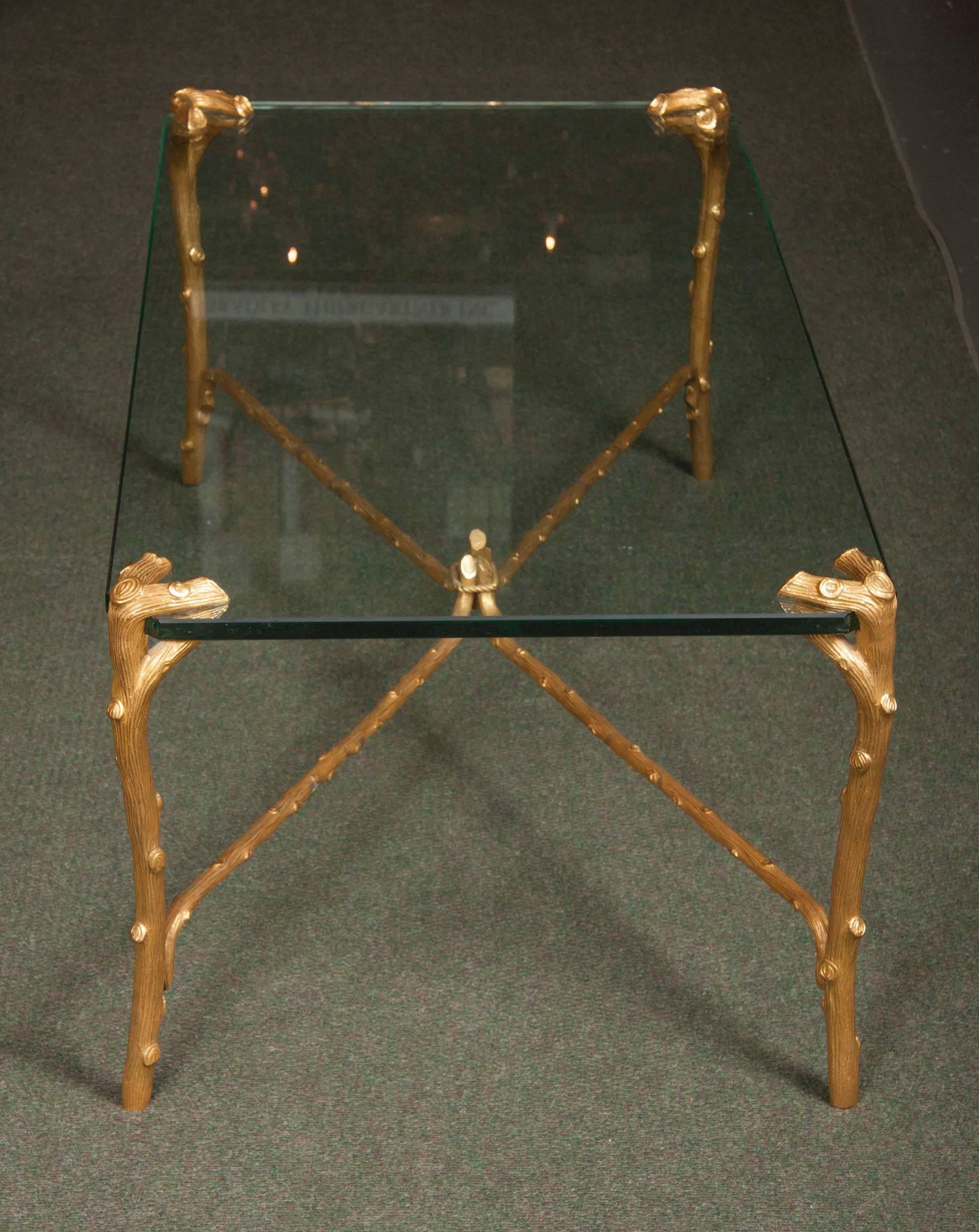 American P. E. Guerin Gold-Plated Brass Coffee Table