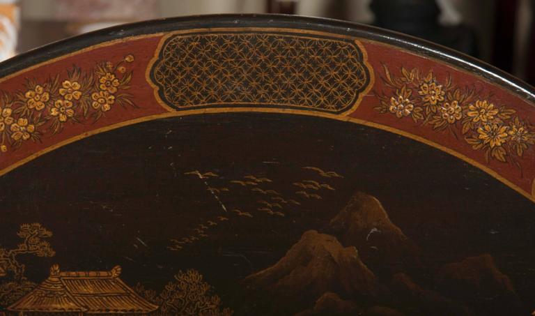 Japanned and Parcel-Gilt Regency Style Tilt-Top Table Japanned and Parcel-Gilt Regency Style Tilt-Top Table