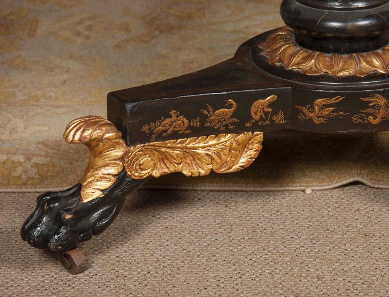 Japanned and Parcel-Gilt Regency Style Tilt-Top Table Japanned and Parcel-Gilt Regency Style Tilt-Top Table