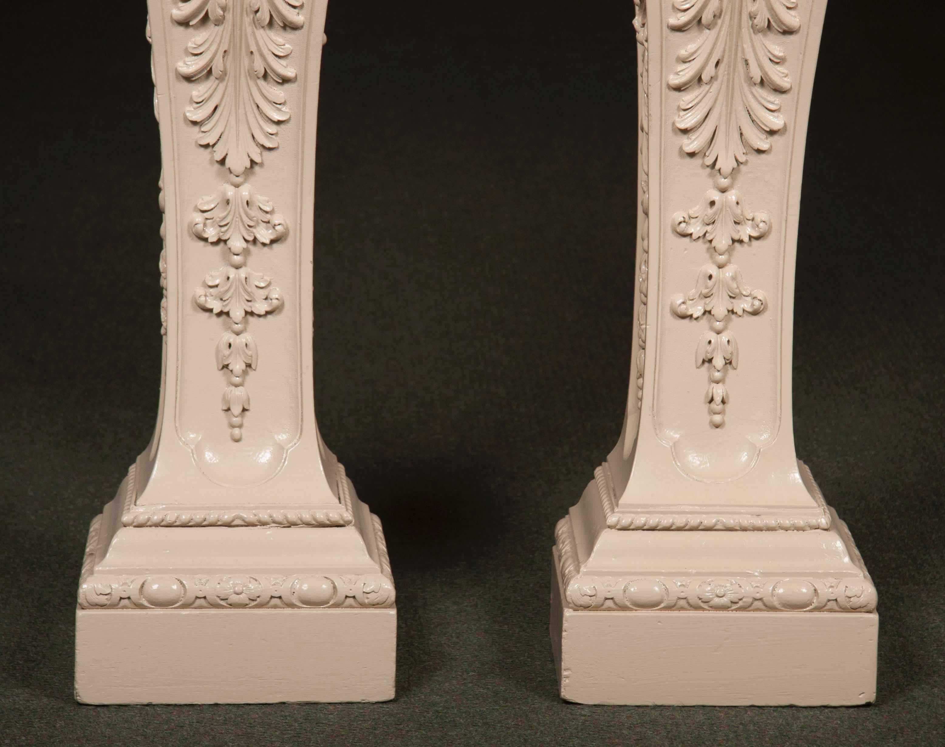 Pair of Lacquered Carved Wood Pedestals in the Manner of William Kent For Sale 4