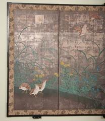 Four-Panel Japanese Painted Floor Screen