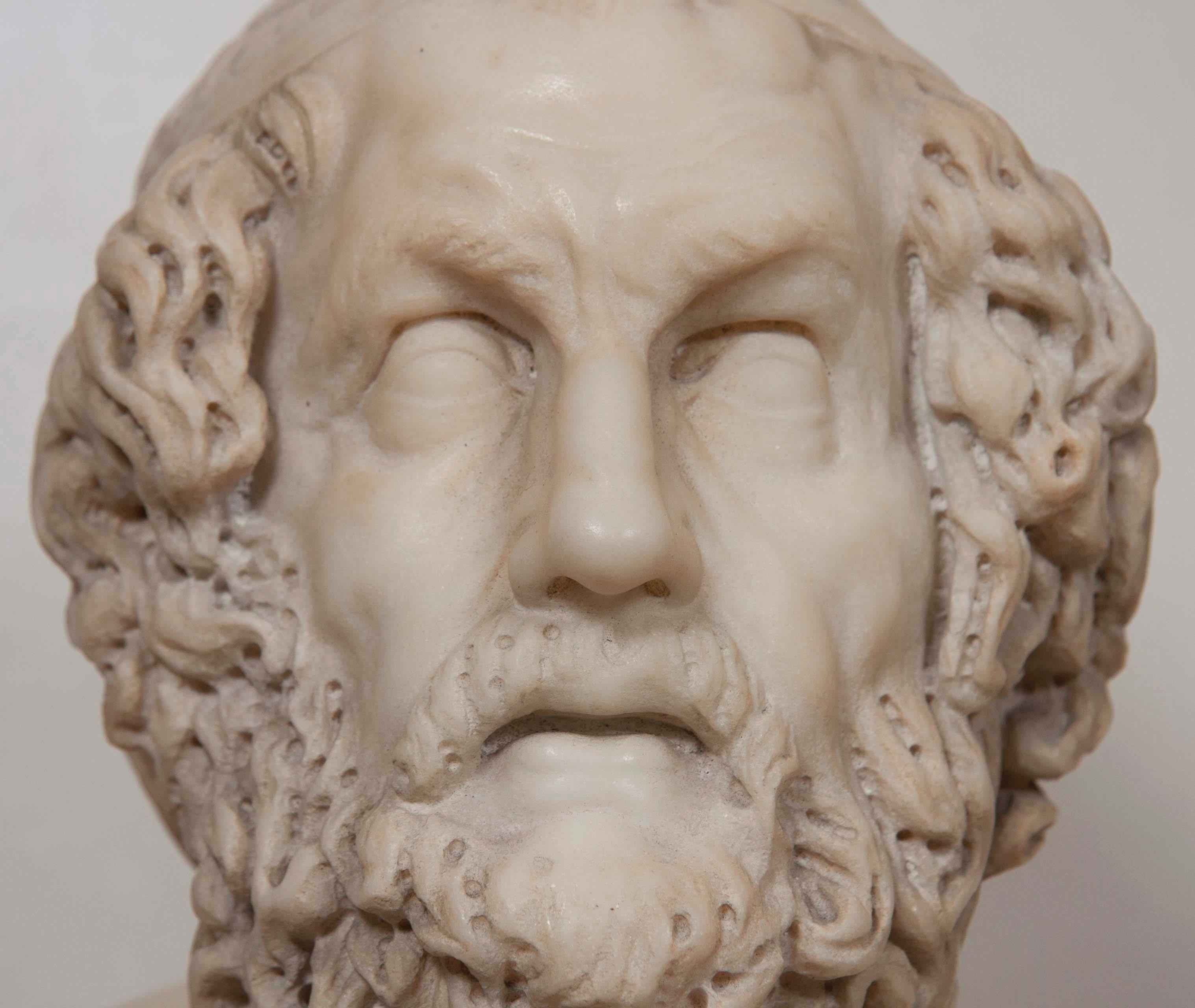 Solid Marble Bust of Homer In Excellent Condition For Sale In Stamford, CT