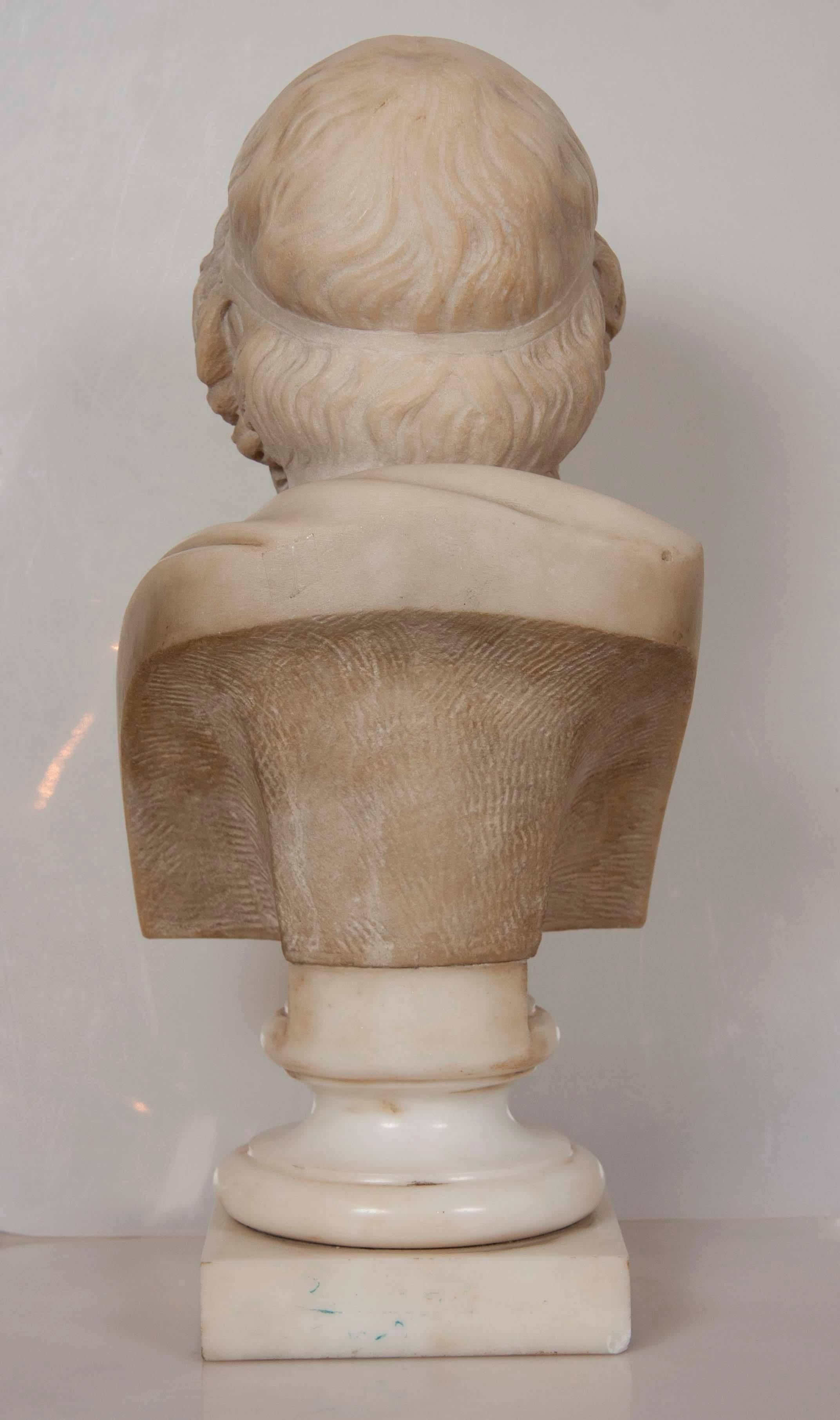 Buste d'Homer en marbre massif Excellent état - En vente à Stamford, CT