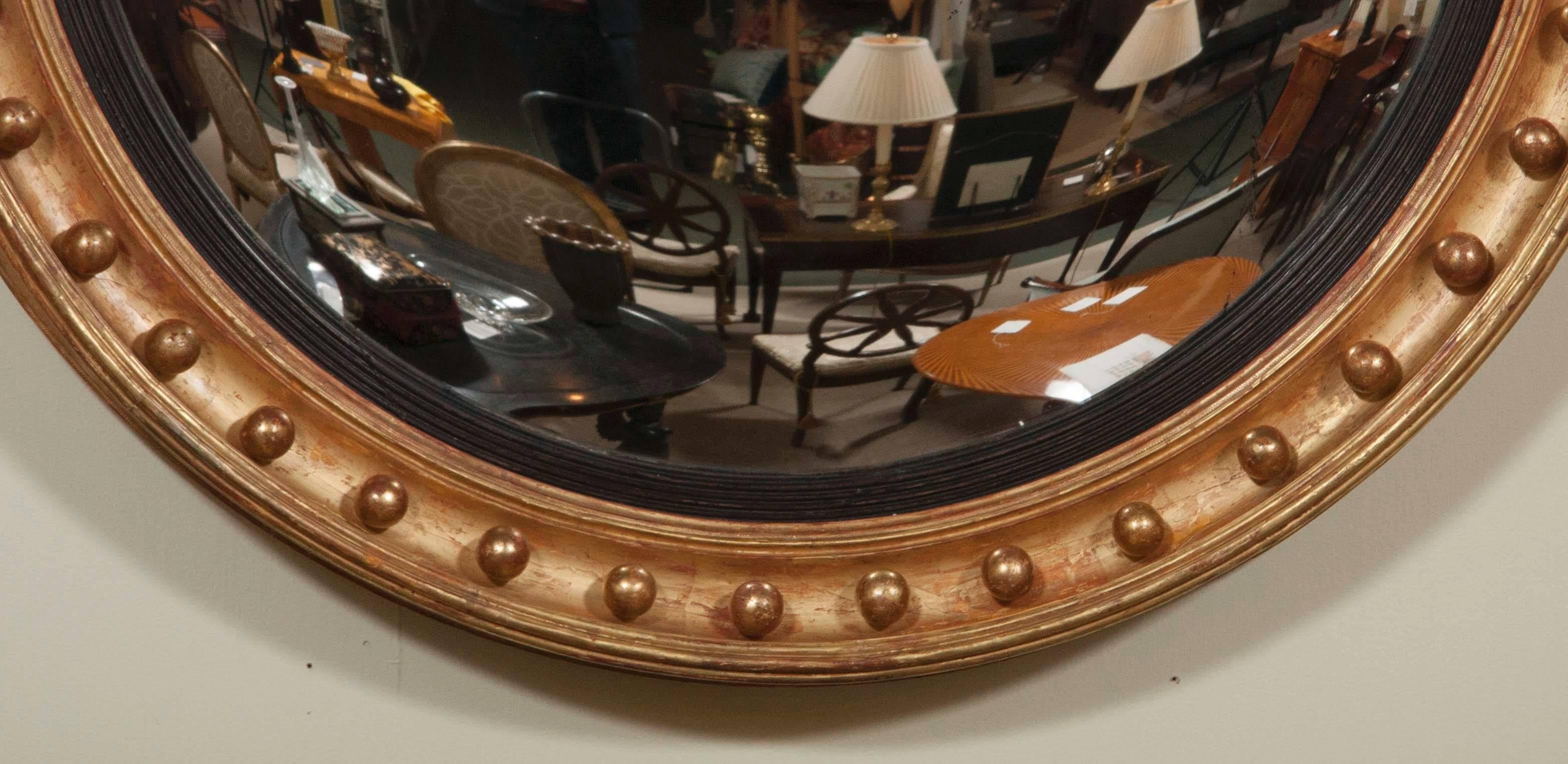 English Monumental Statement Quality Regency Period Bullseye Convex Mirror