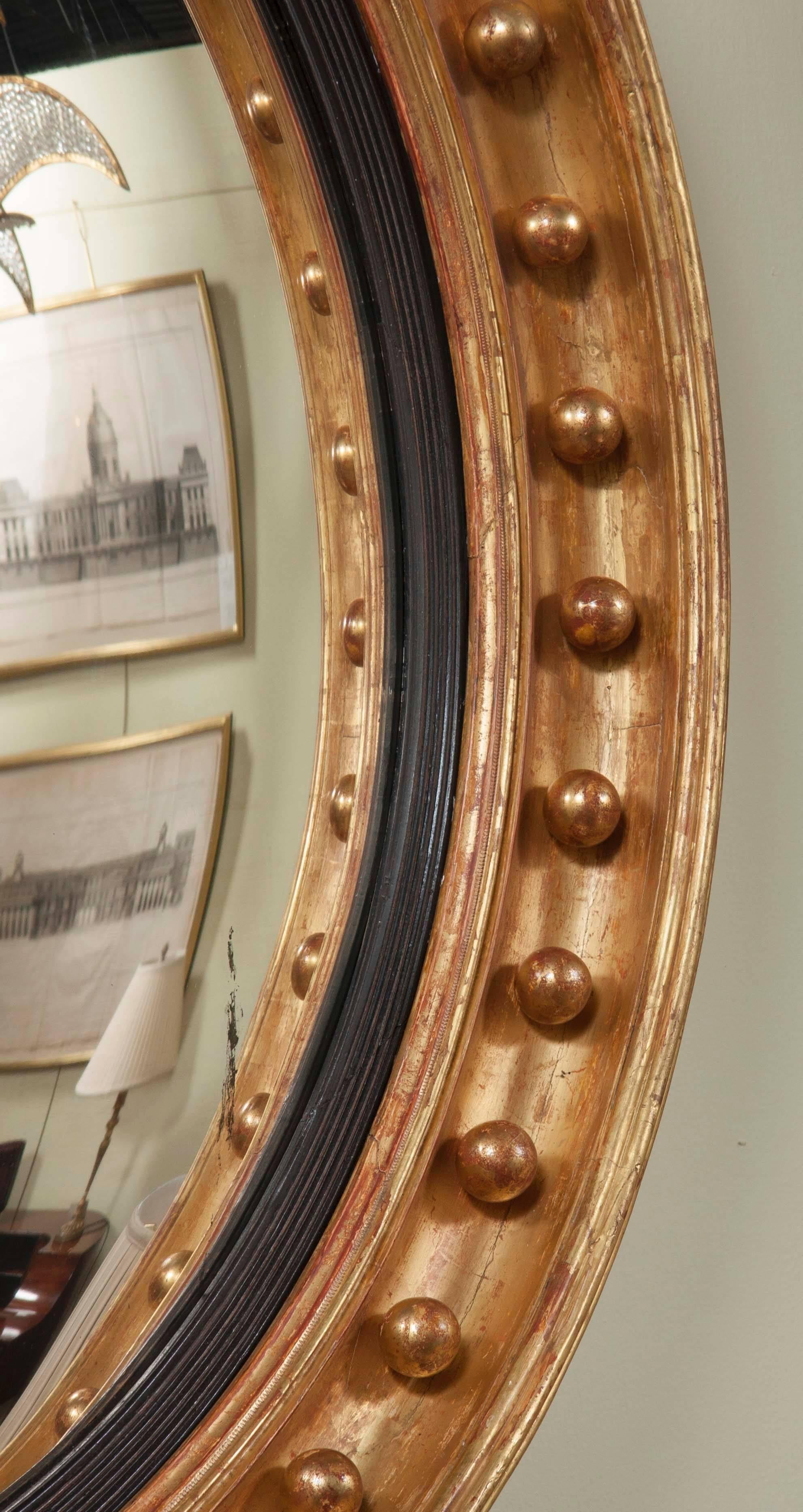 19th Century Monumental Statement Quality Regency Period Bullseye Convex Mirror
