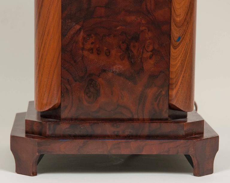 Large Craftsman Burled Mahogany Table Lamp Large Craftsman Burled Mahogany Table Lamp