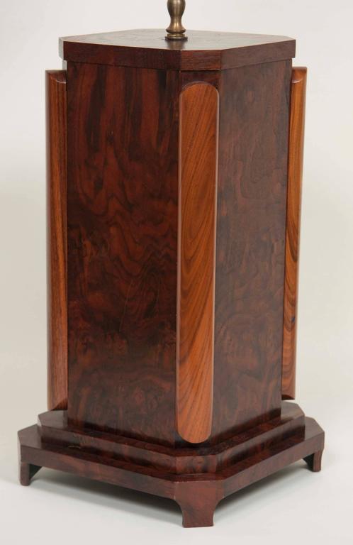 Large Craftsman Burled Mahogany Table Lamp Large Craftsman Burled Mahogany Table Lamp
