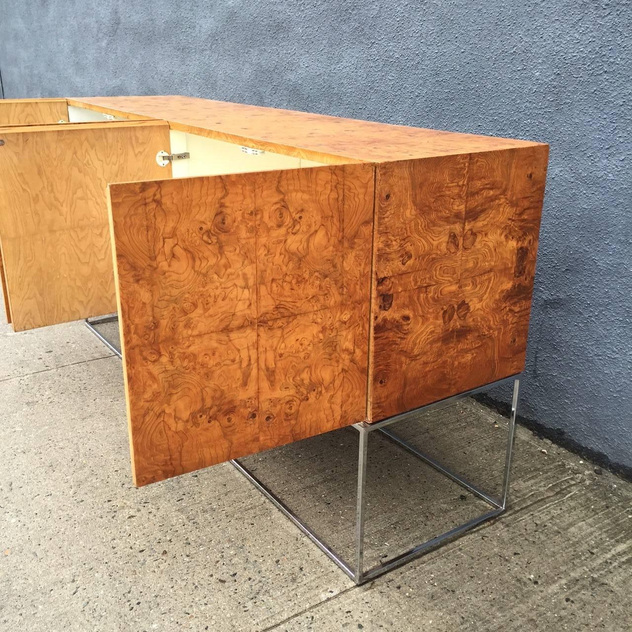Milo Baughman for Thayer Coggin Sideboard/Credenza in Bookmatched Olive Burlwood 1