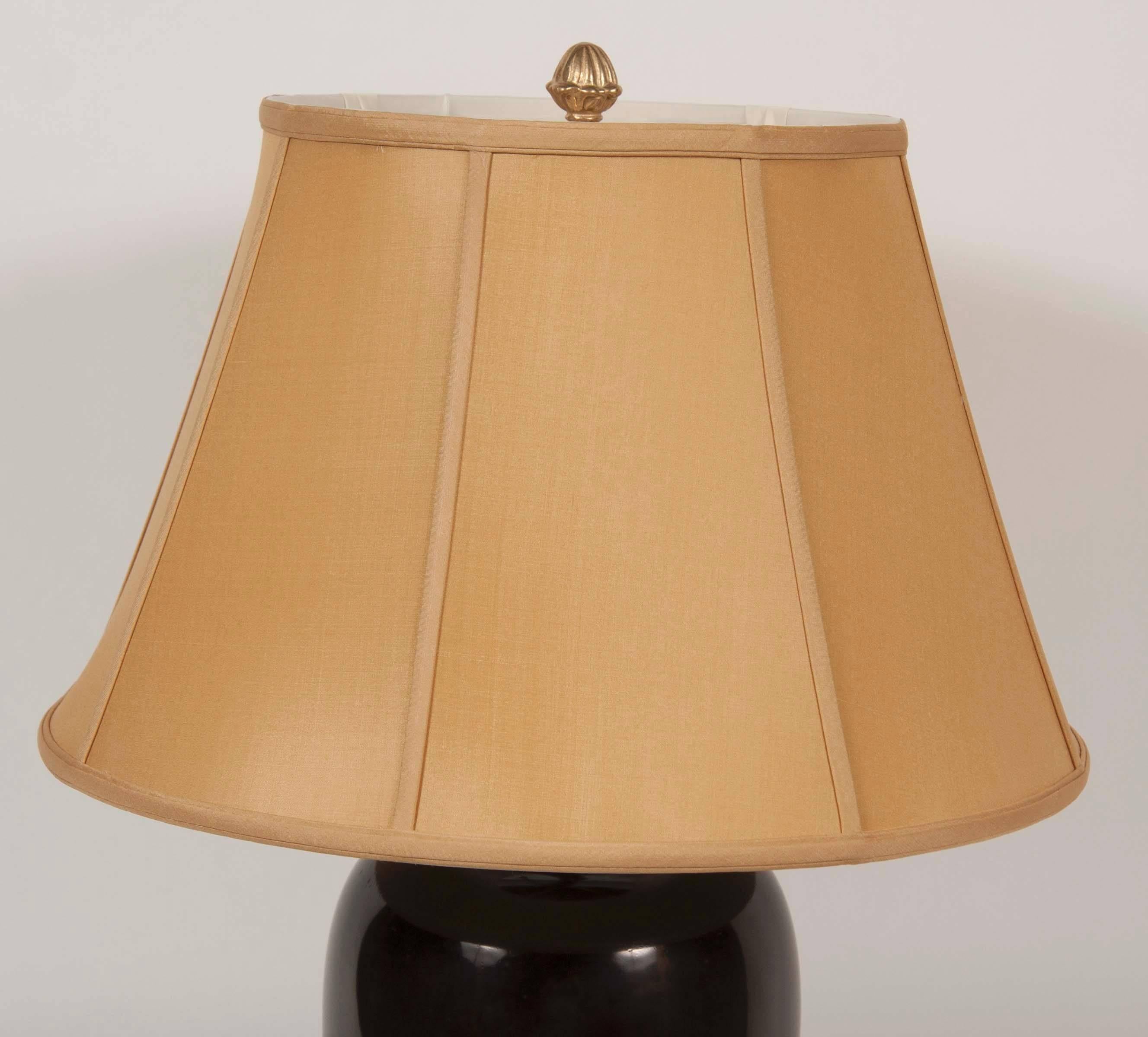 20th Century Patinated Metal and Polished Bronze Table Lamp 5