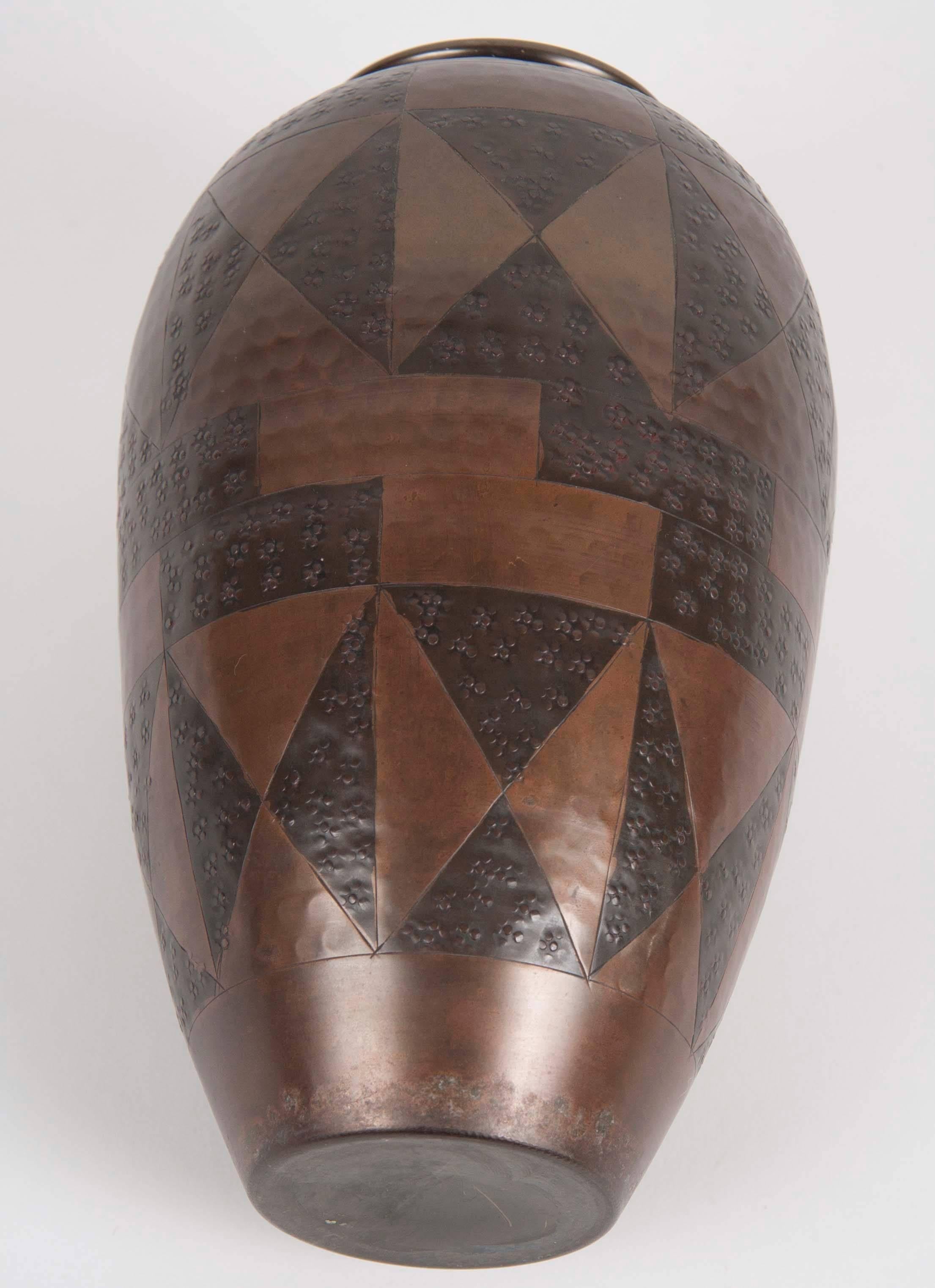Textured Art Deco Dinanderie Brass Vase 2