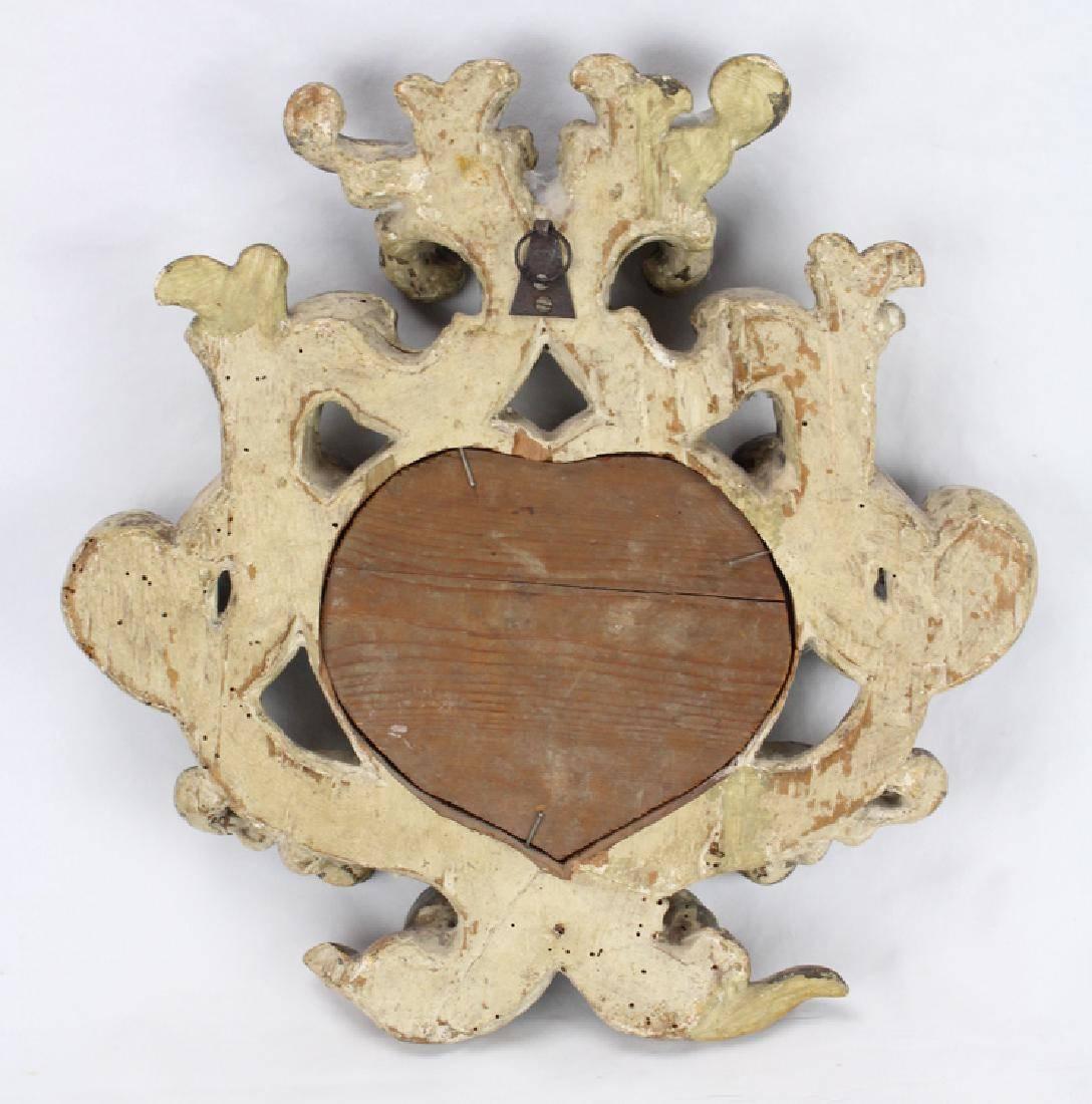 18th Century and Earlier Pair of Italian Silver and Gold Heart Shaped 18th Century Mirrors