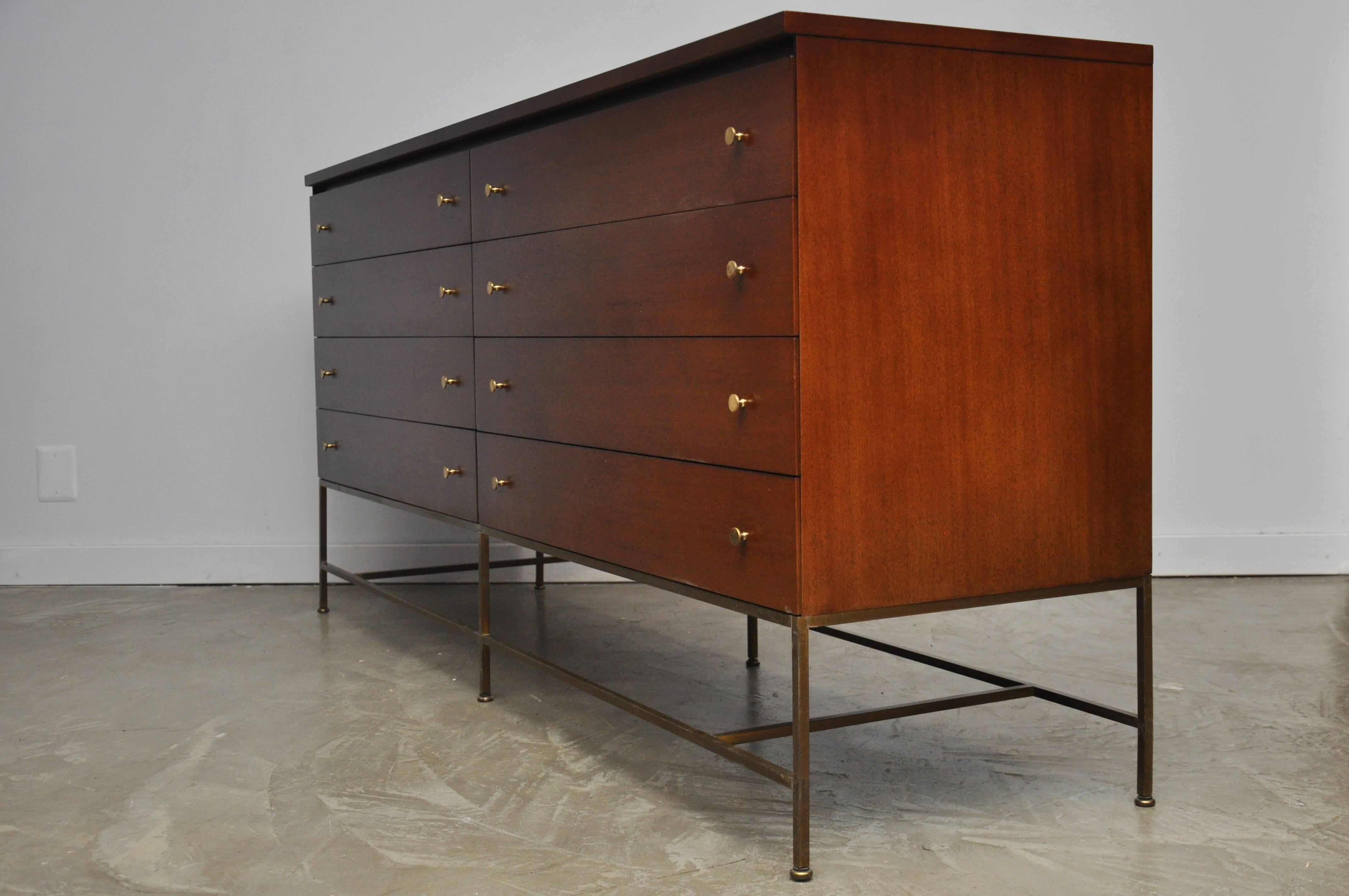 Paul McCobb Brass Base Sideboard In Excellent Condition In Chicago, IL