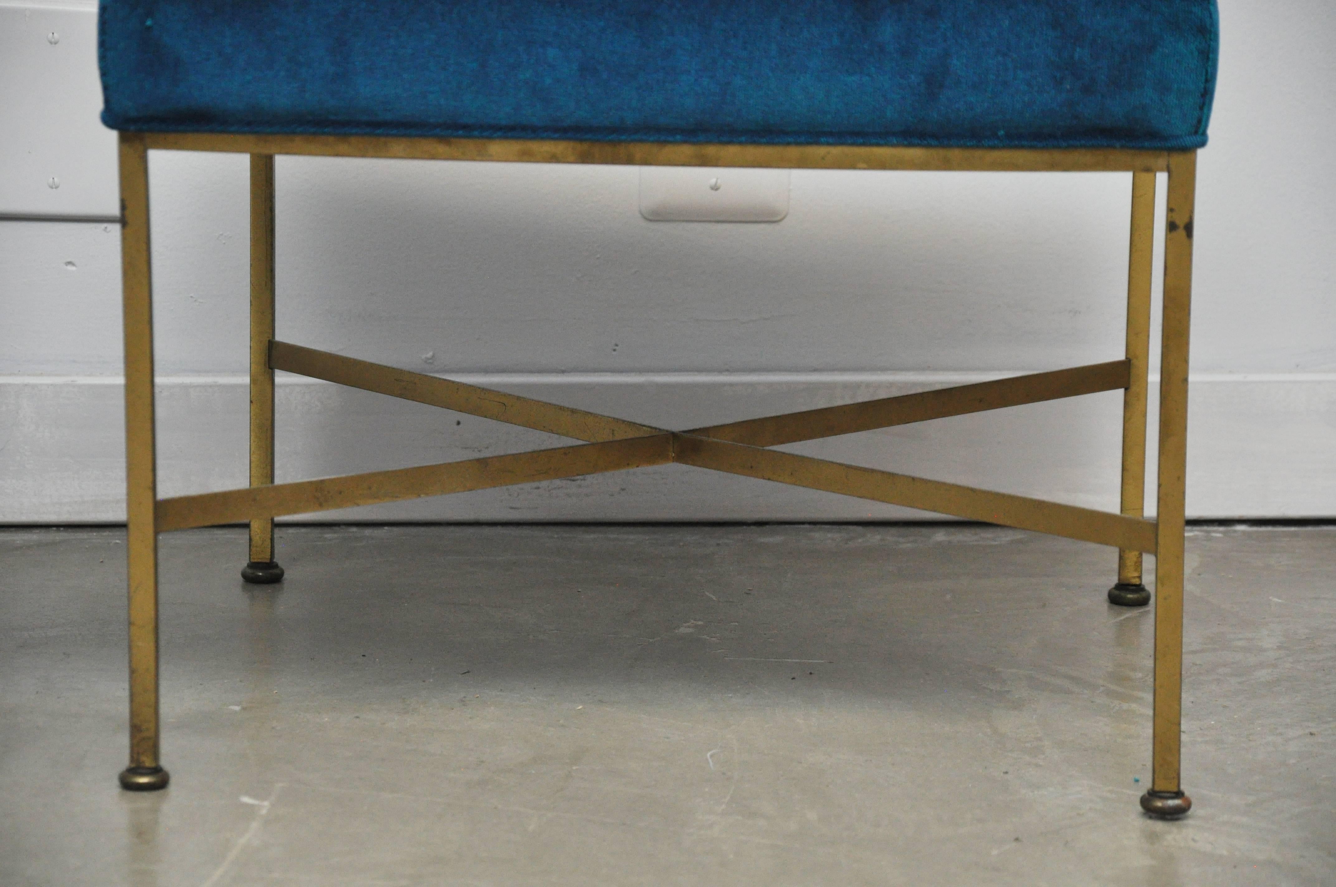 American Pair of Brass X-Base Stools by Paul McCobb