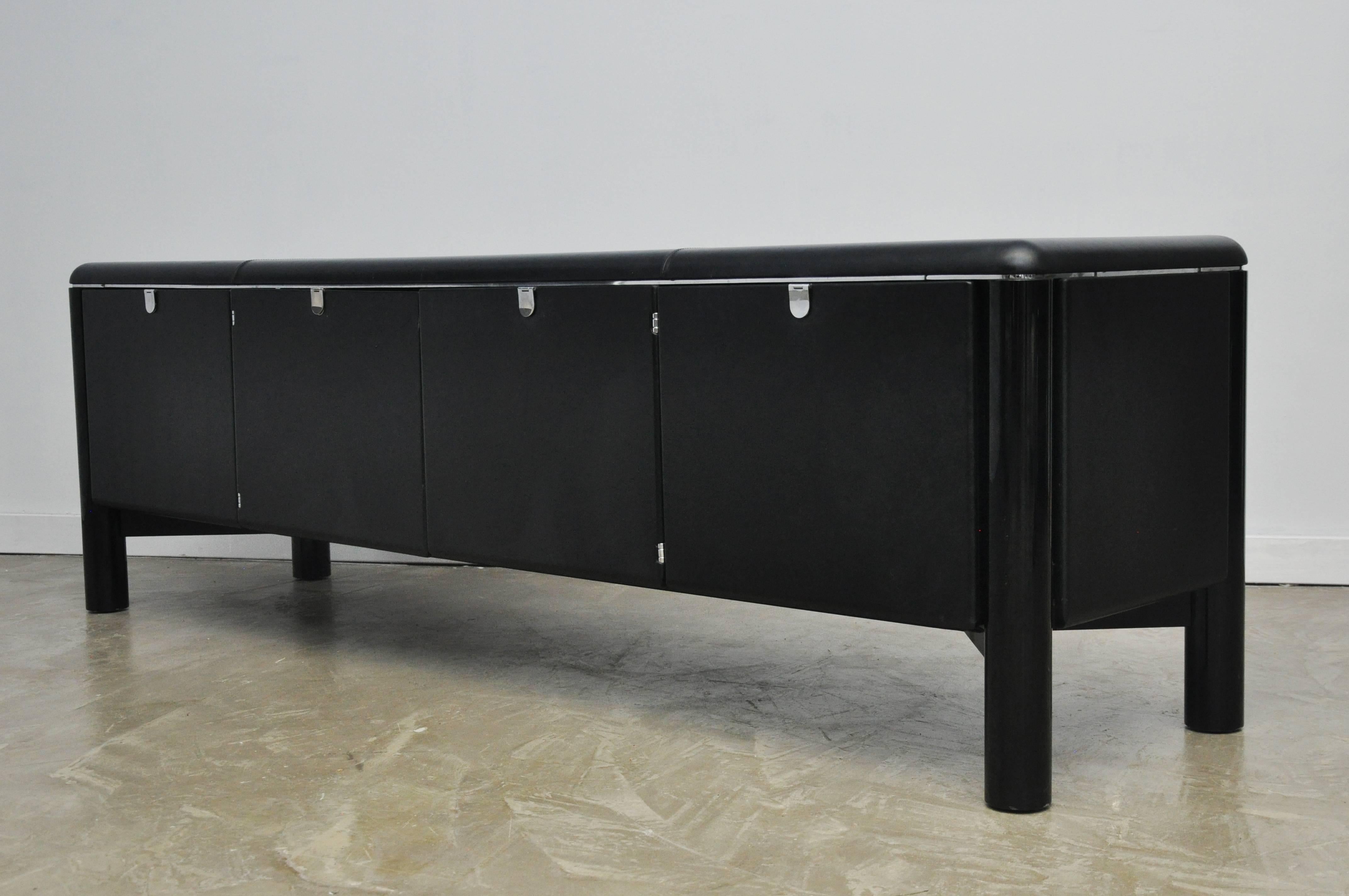 Mid-Century Modern Casa Bella Leather Wrapped Credenza