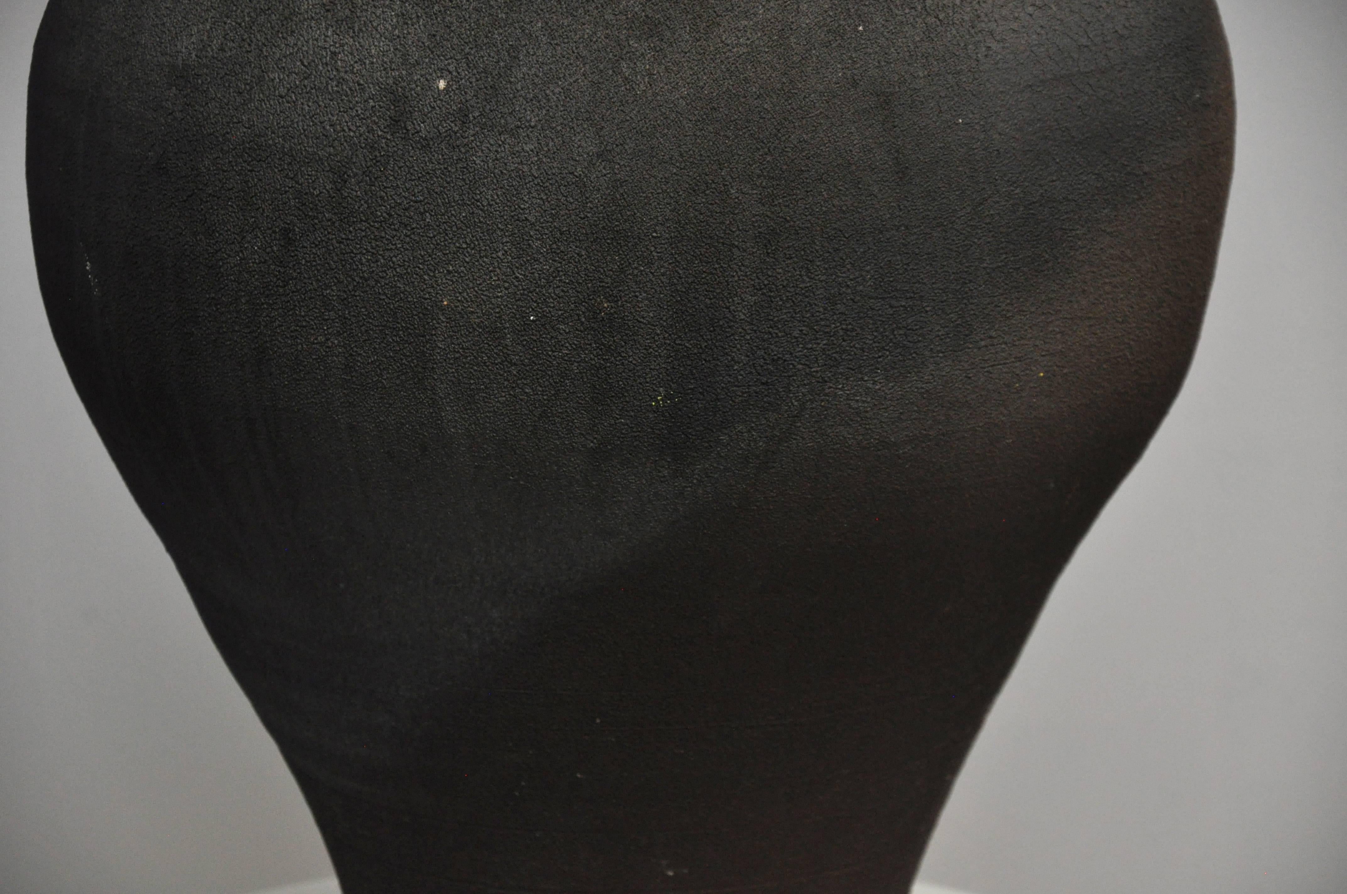 Post-Modern Karl Springer Black Pot Vessel, Signed, One of a Kind