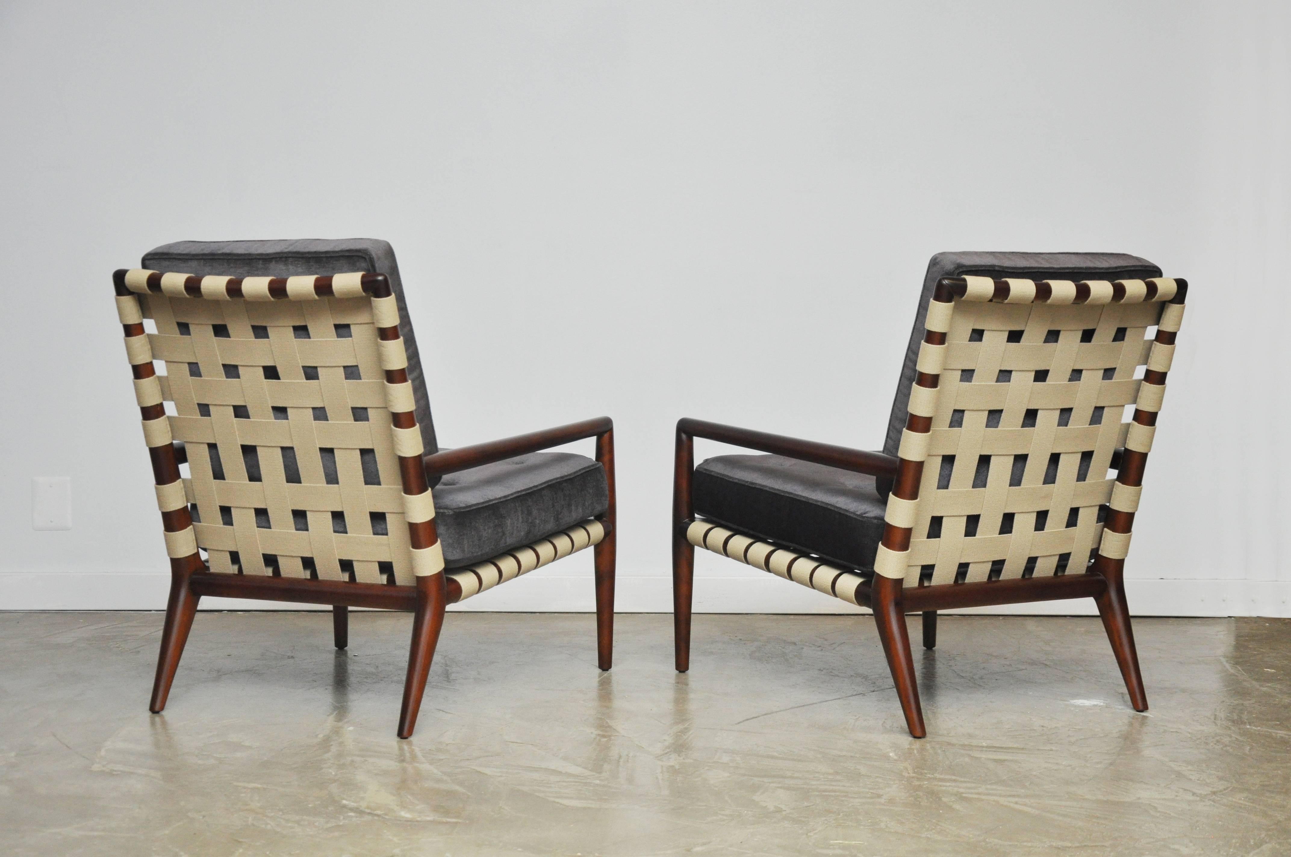 Pair of Strap Frame Lounge Chairs by T.H. Robsjohn-Gibbings 1