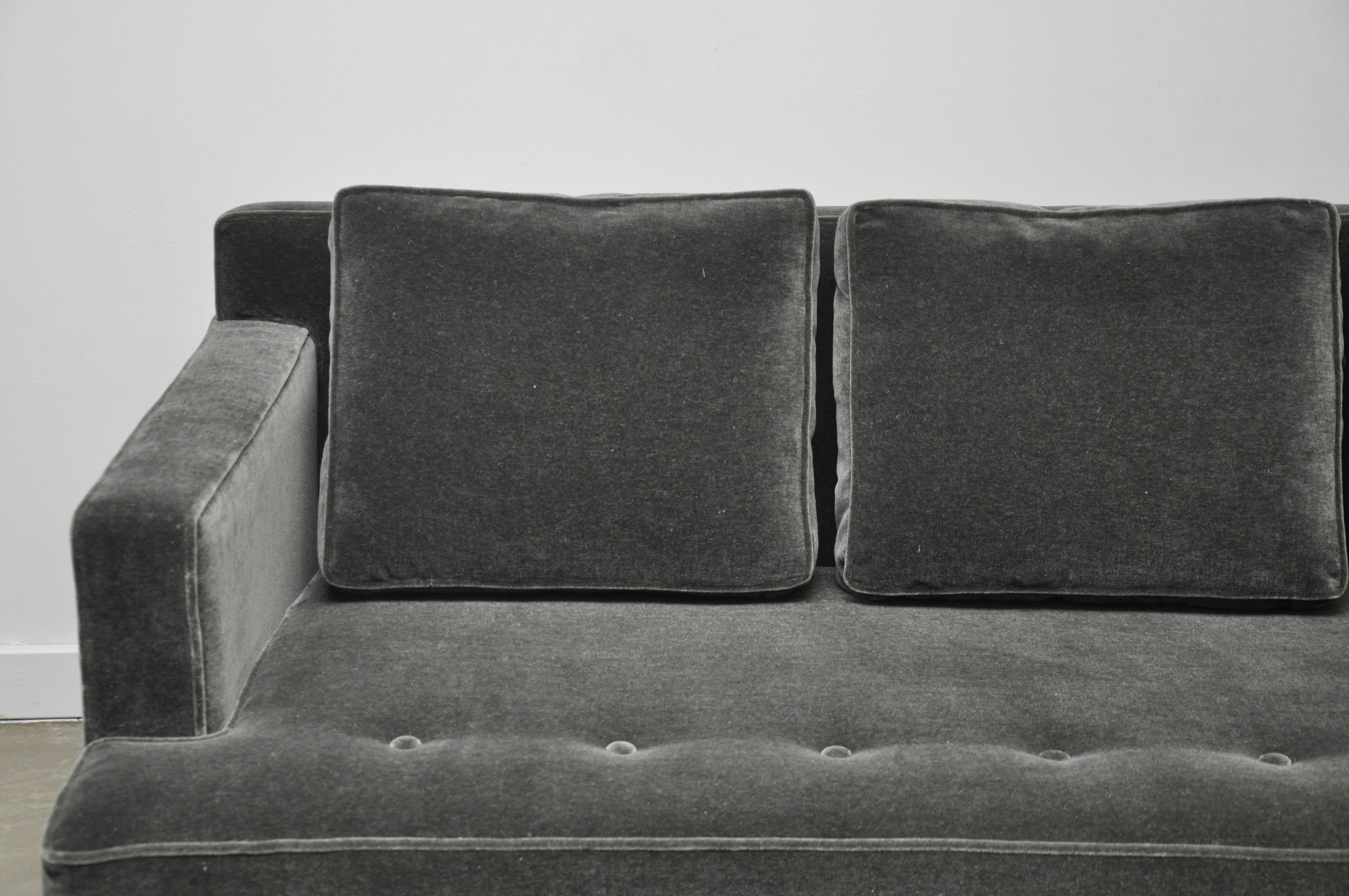 Dunbar Sofa Pair by Edward Wormley in Dark Grey Mohair In Excellent Condition In Chicago, IL