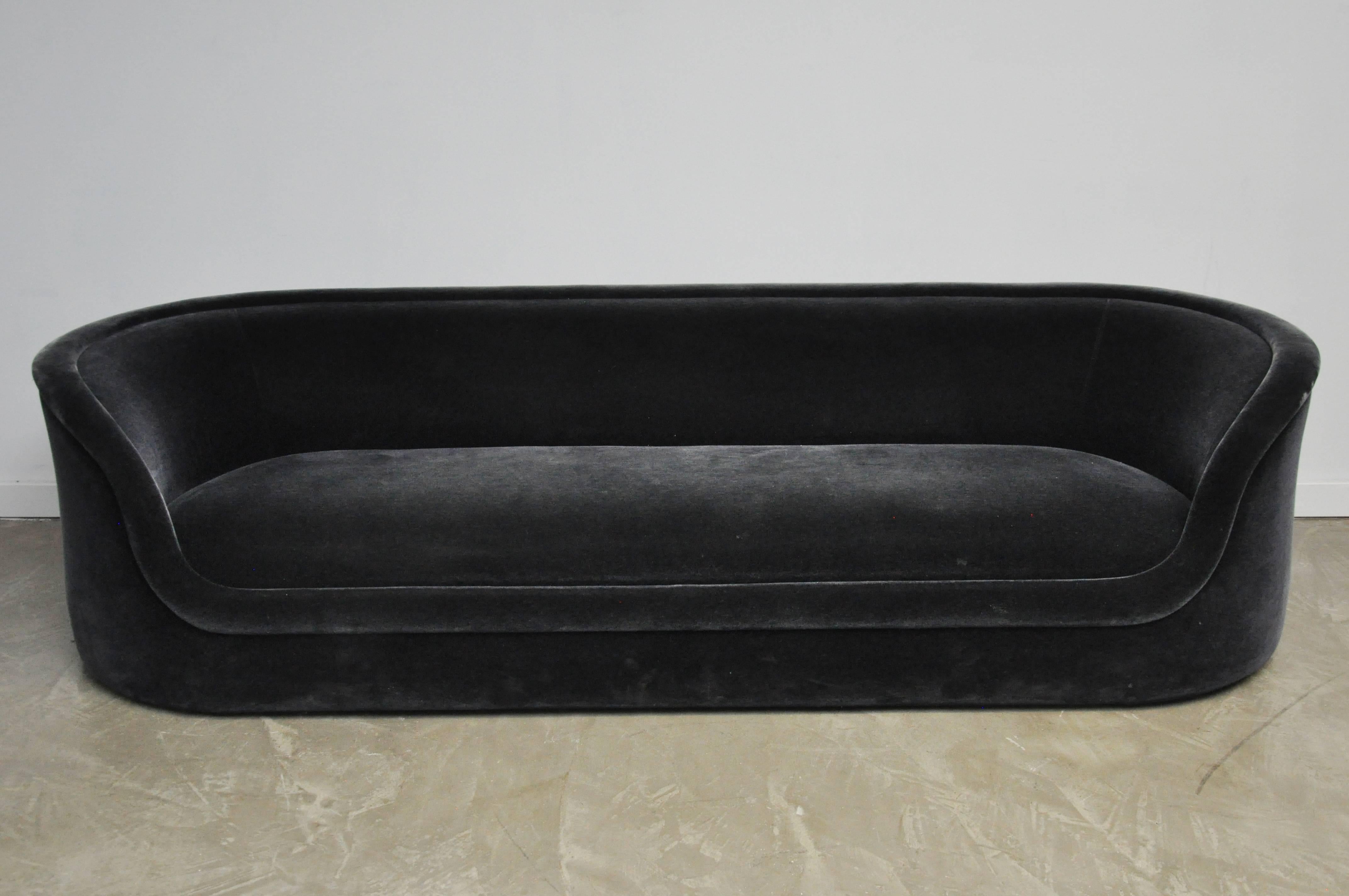 Pair of Ward Bennett sofas. Ward Bennett's most sought after form. Rarely seen, especially in a pair! Original black mohair shows signs of use. Both sofas retain original 