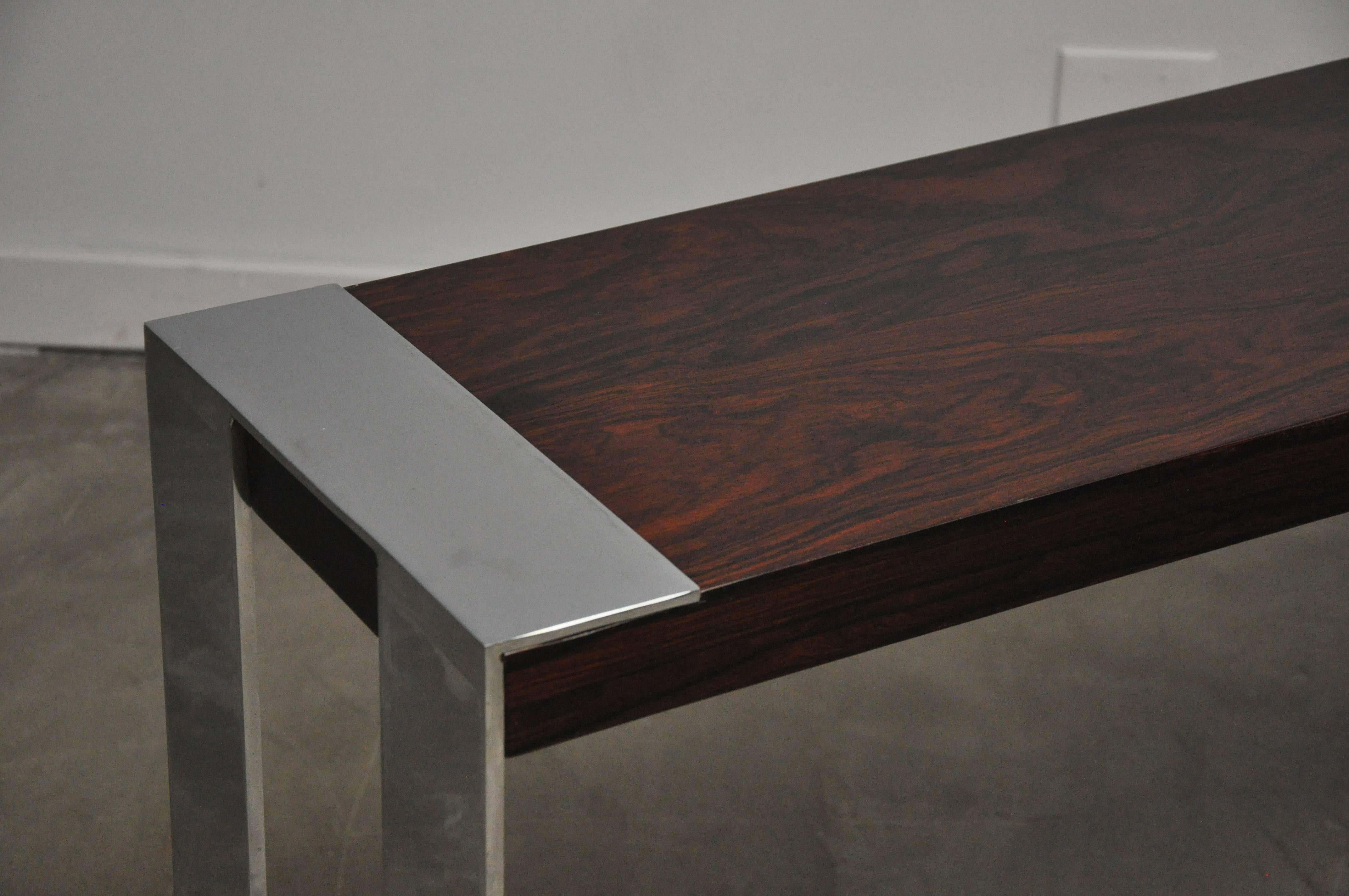 American Rosewood and Stainless Steel Console