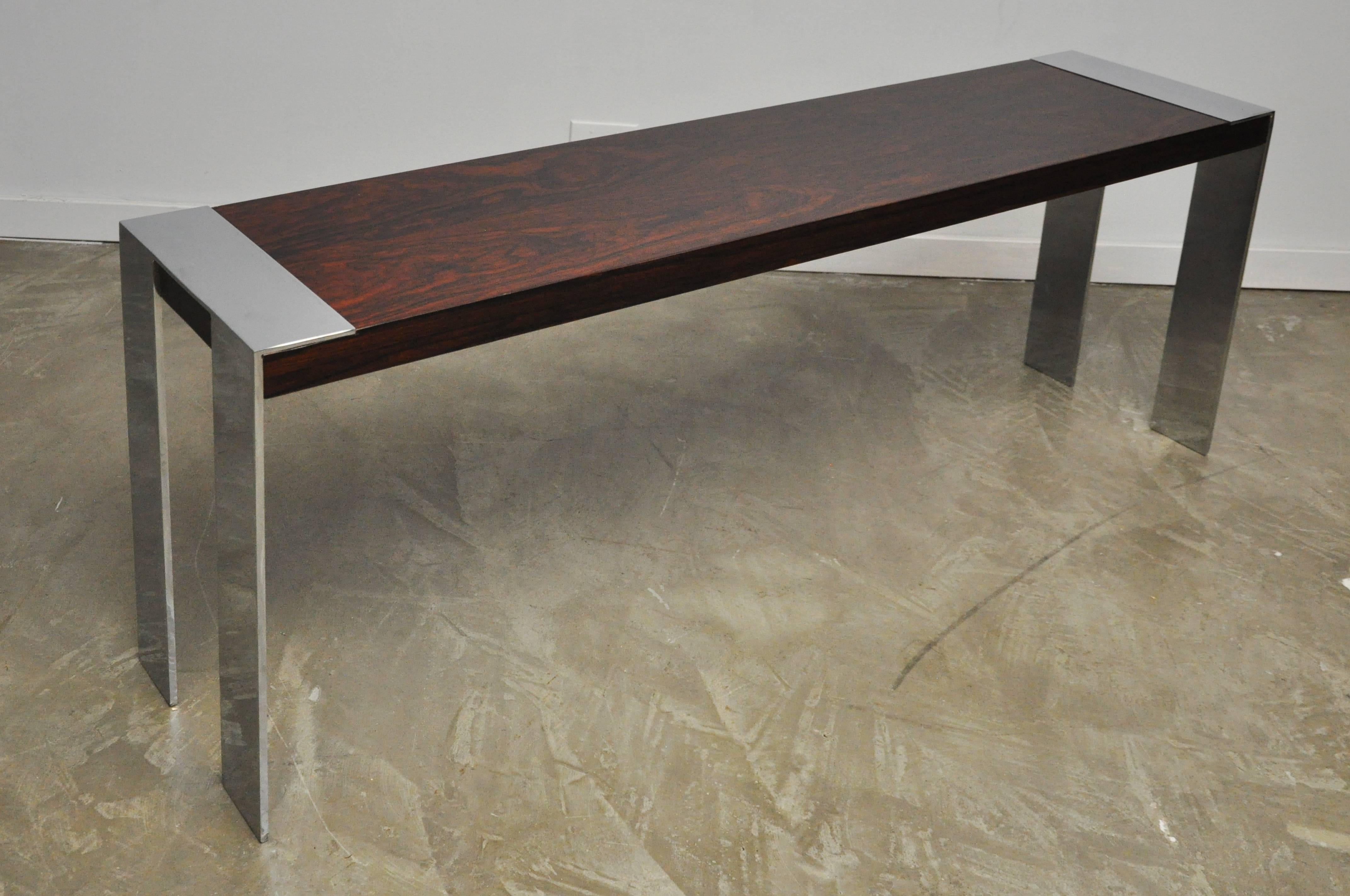 Chrome Rosewood and Stainless Steel Console