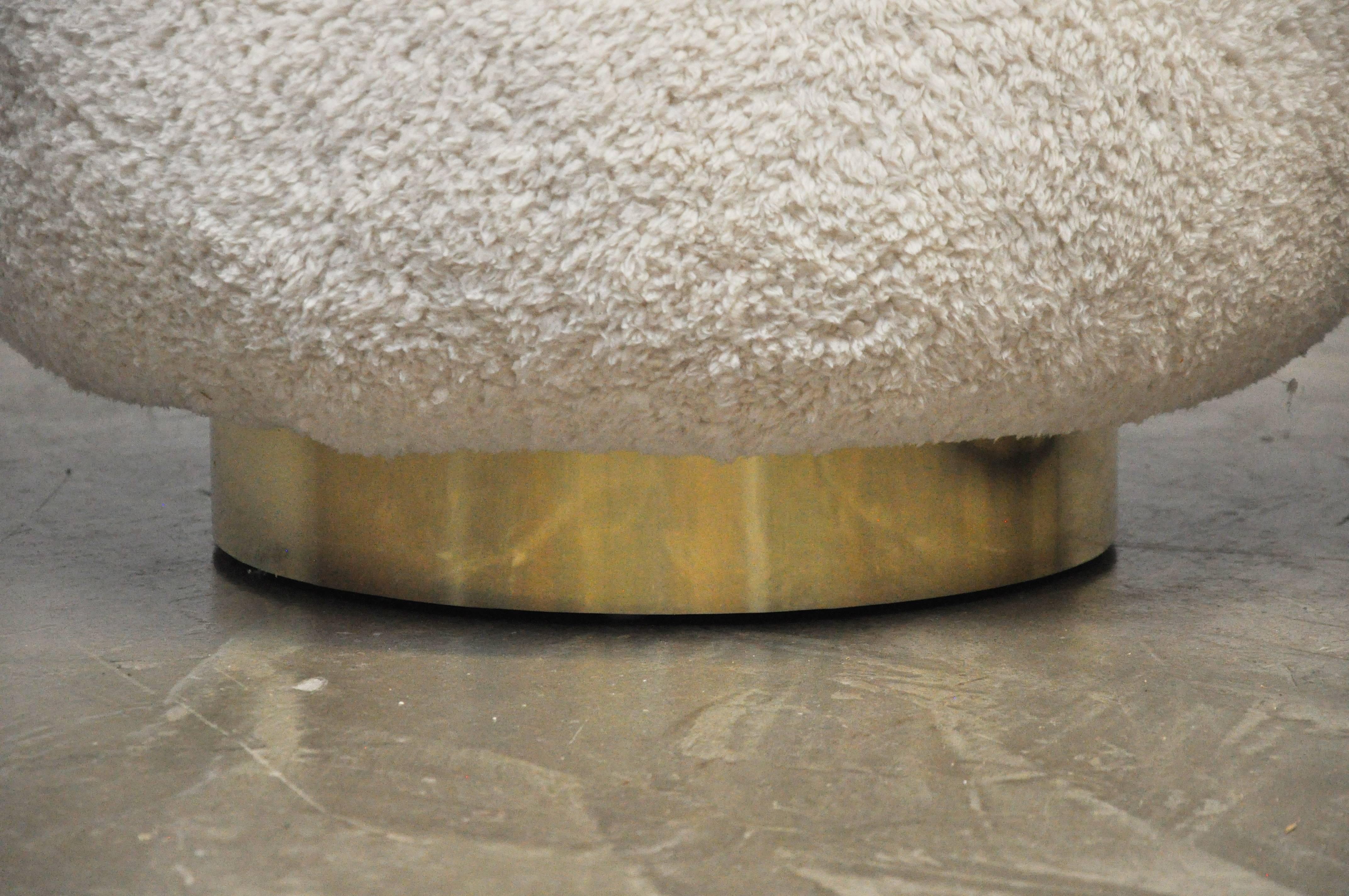 Pair of Adrian Pearsall Swivel Pouf Ottomans on Brass Bases 1