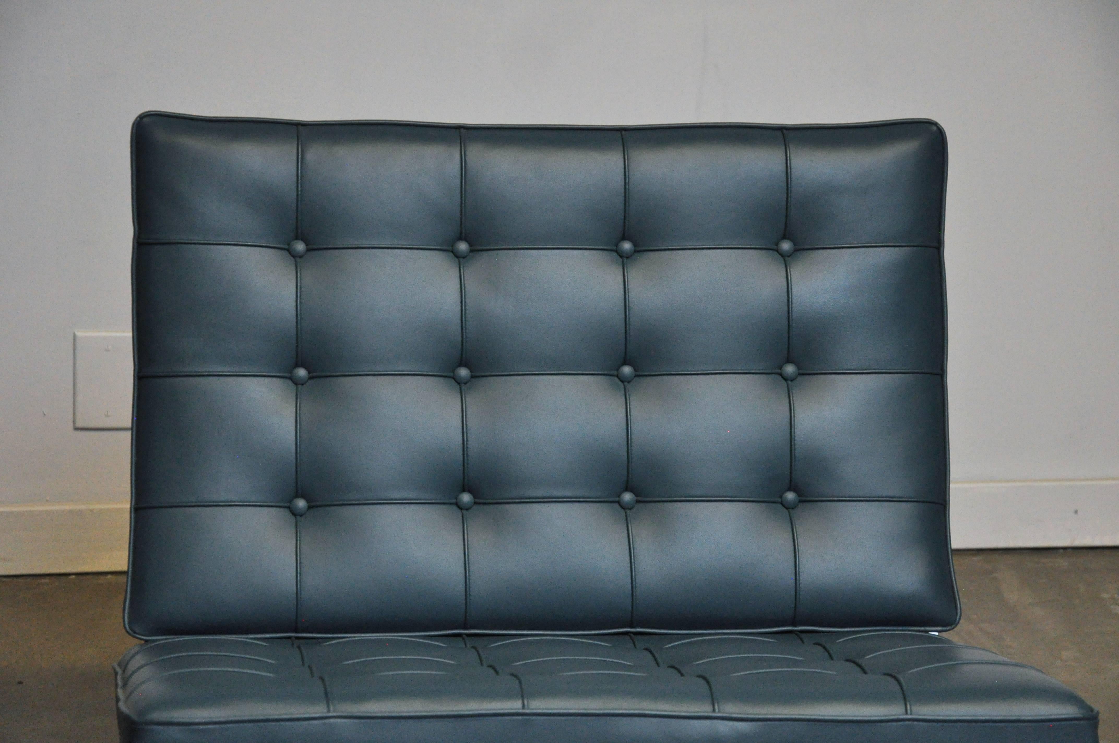 Rare Blue Barcelona Chairs by Mies Van Der Rohe for Knoll 1