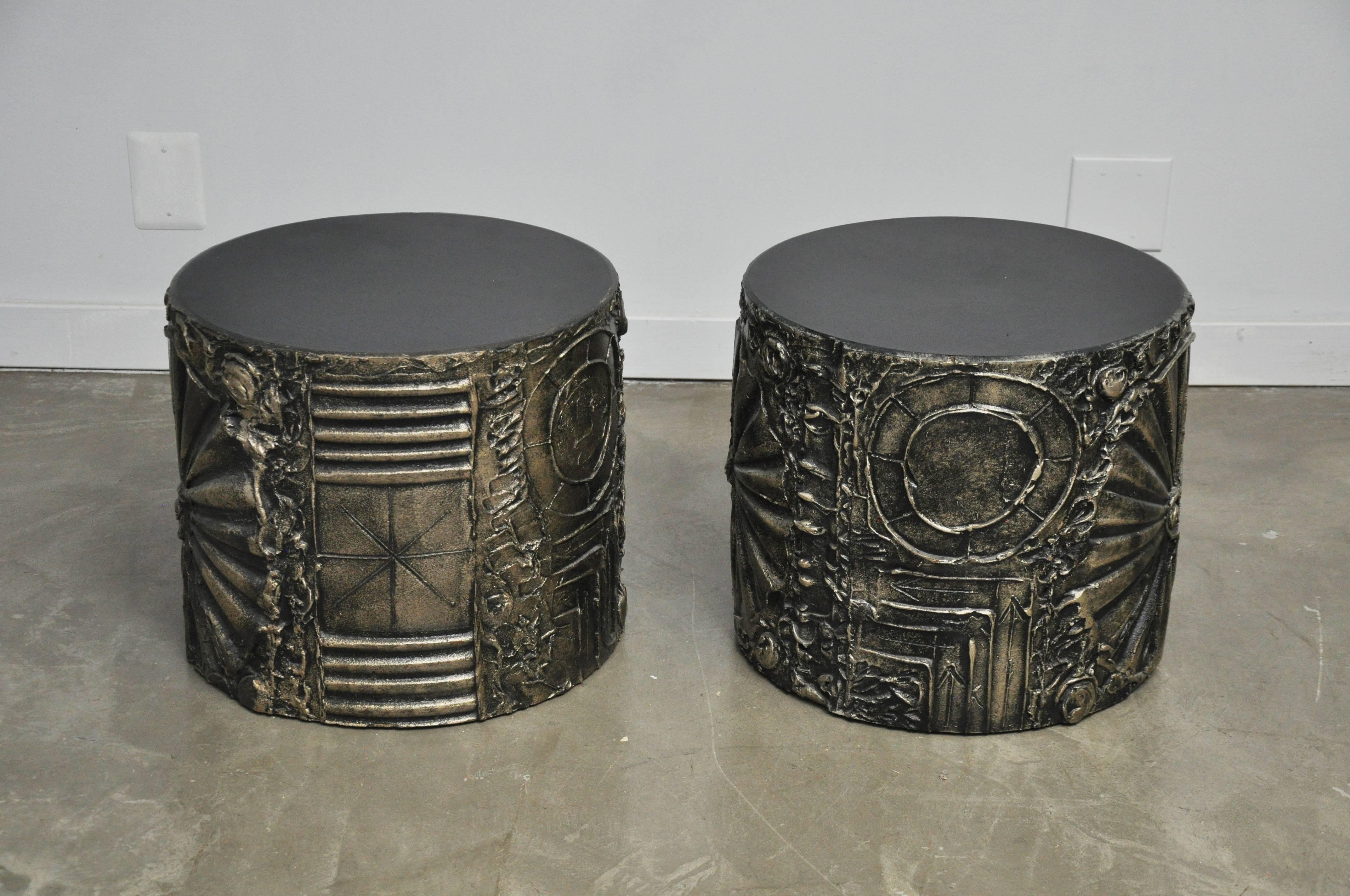 Mid-Century Modern Adrian Pearsall Brutalist Drum End Tables