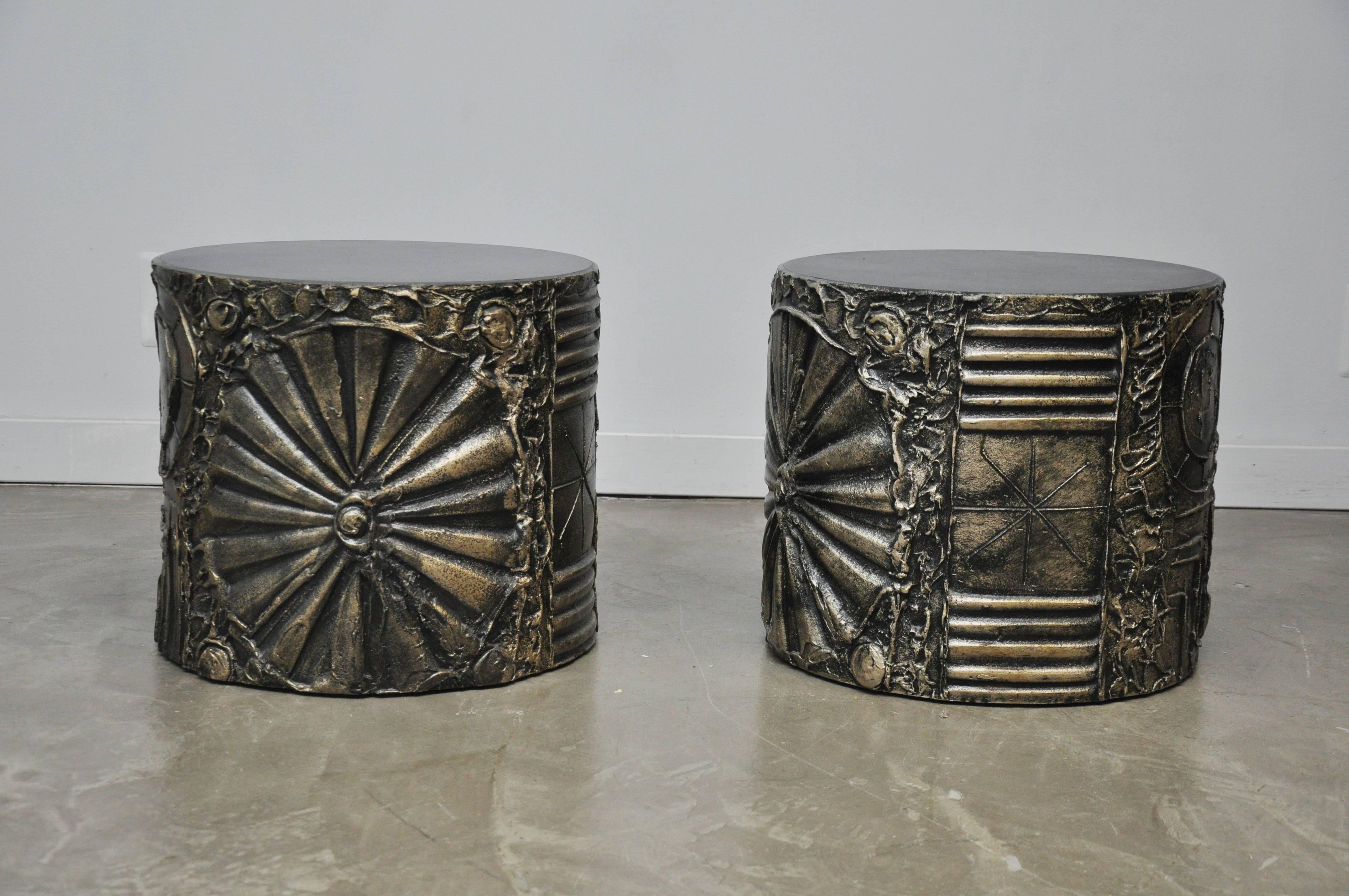 American Adrian Pearsall Brutalist Drum End Tables