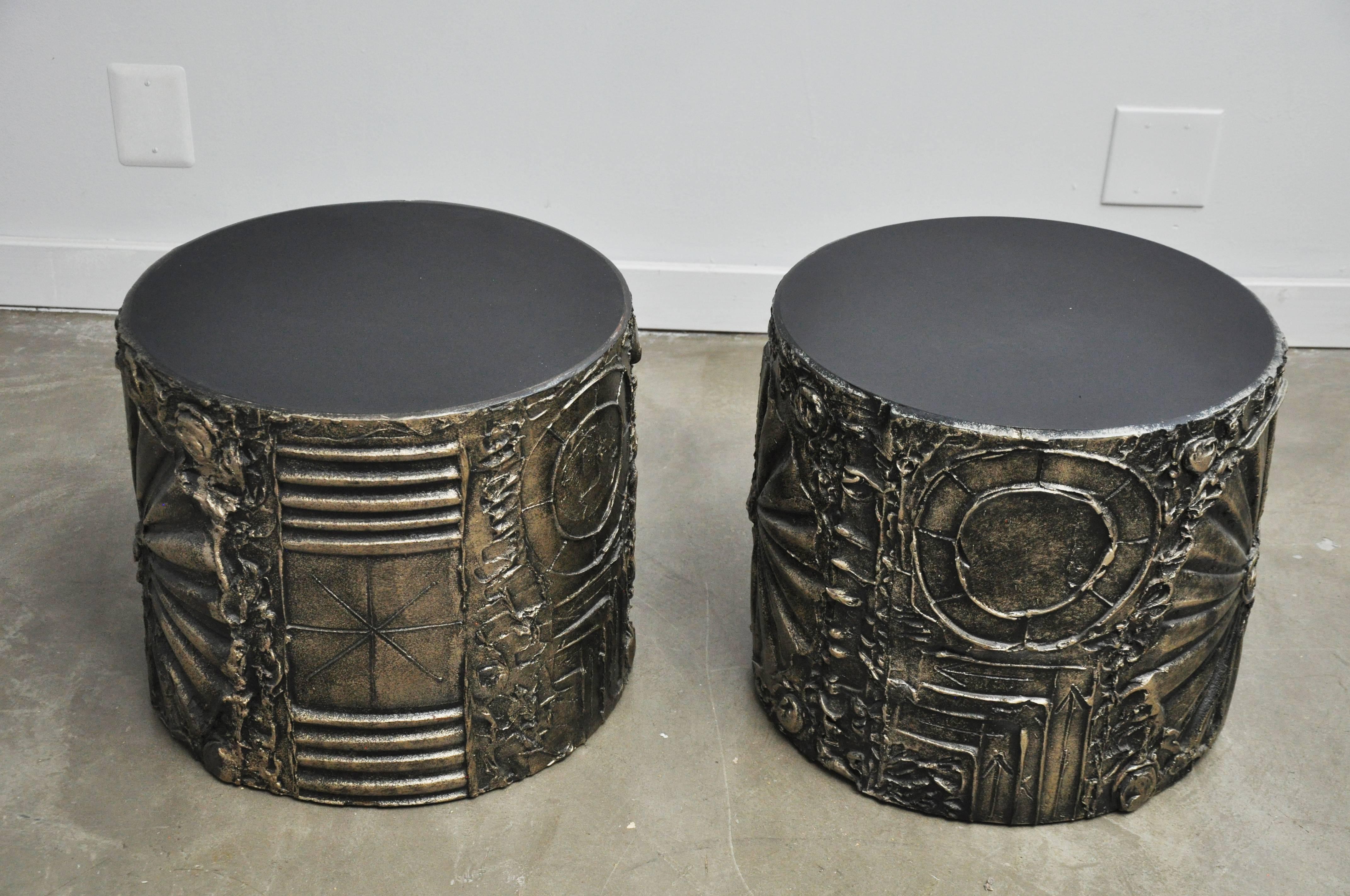 Epoxy Resin Adrian Pearsall Brutalist Drum End Tables