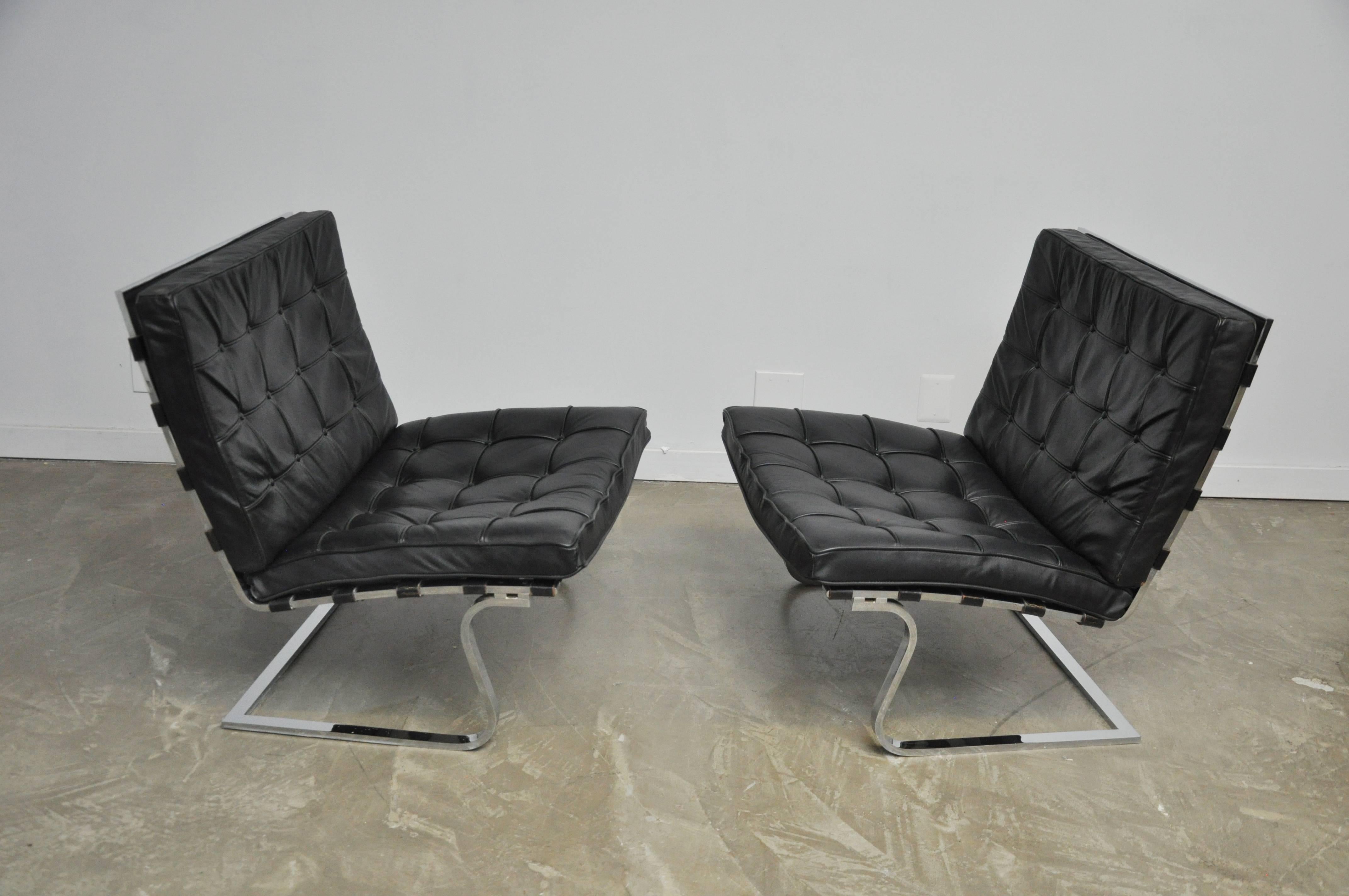 Original 1960s Tugendhat chairs for Knoll. Original receipt from 1960s, Germany included. Original leather and stainless steel frames.