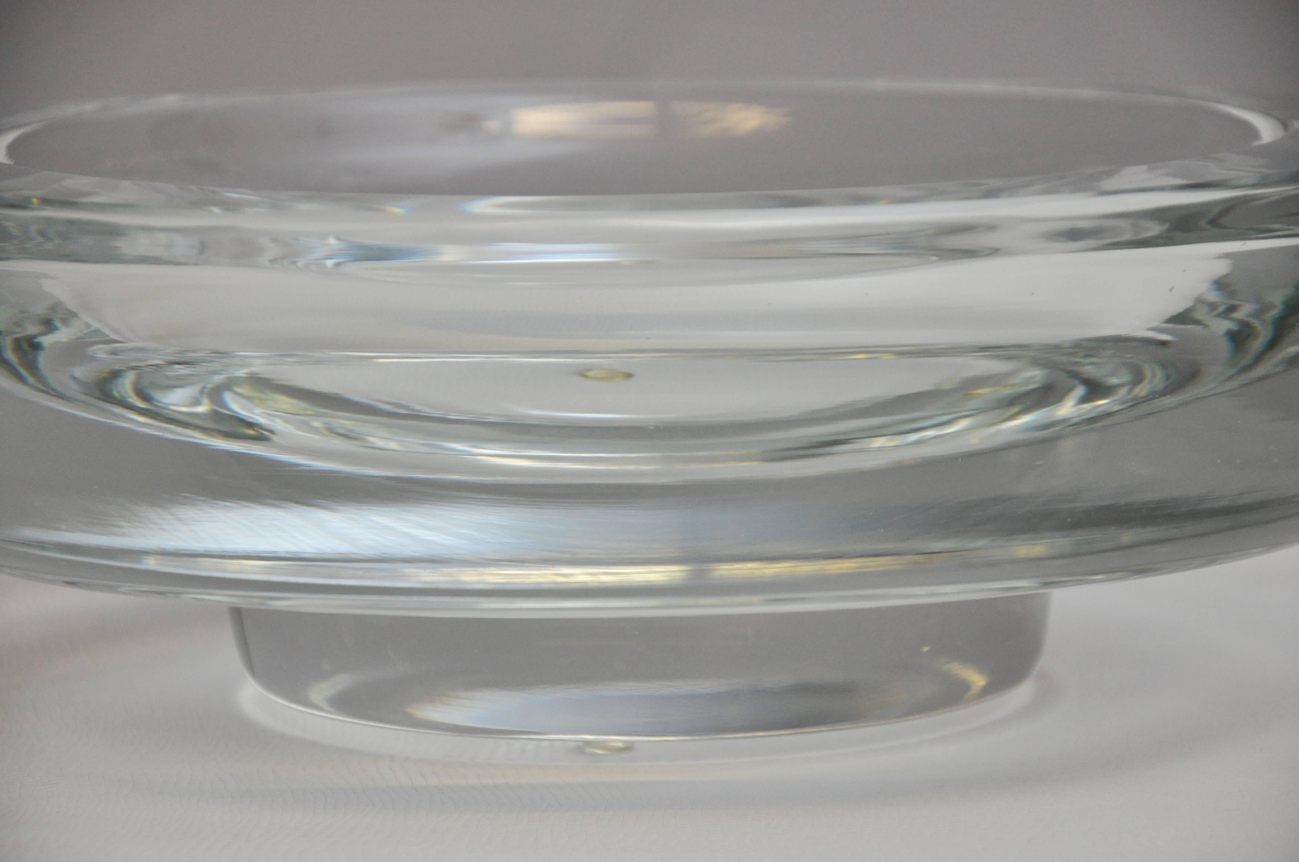 20th Century Signed Karl Springer Large Crystal Bowl