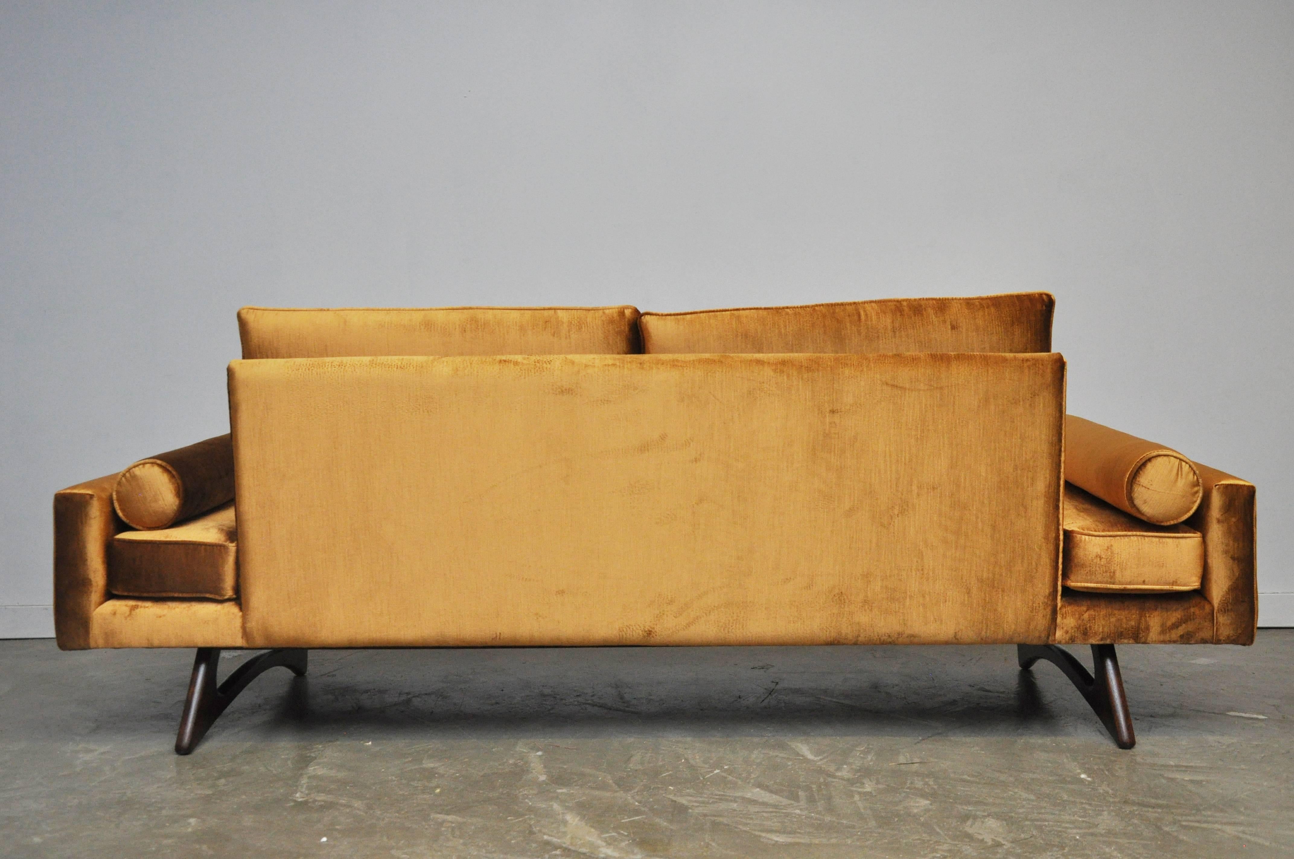 American Adrian Pearsall Gondola Sofa in Gold Velvet