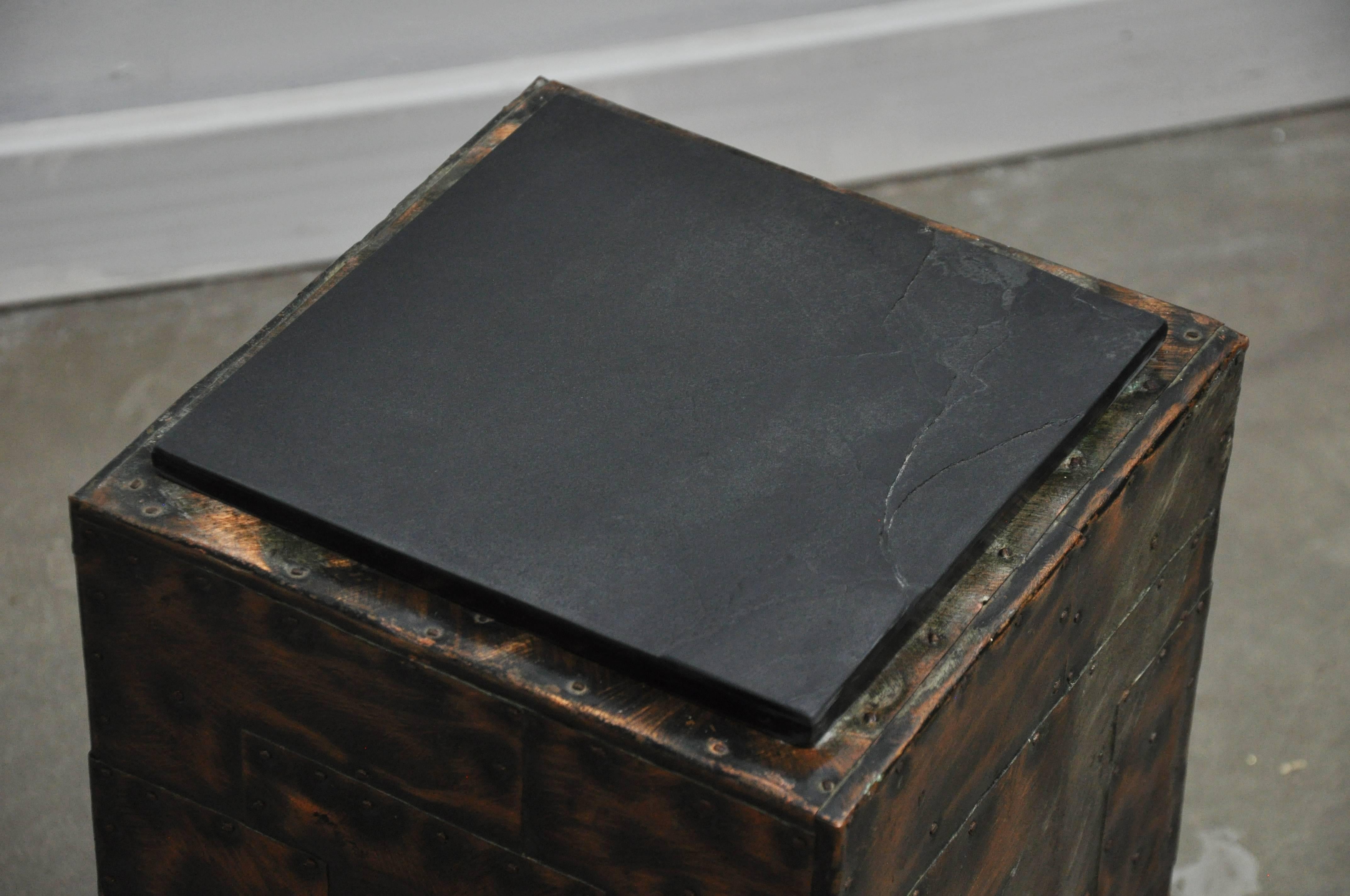 Mid-Century Modern Paul Evans Mixed Metal Side Table with Slate Top